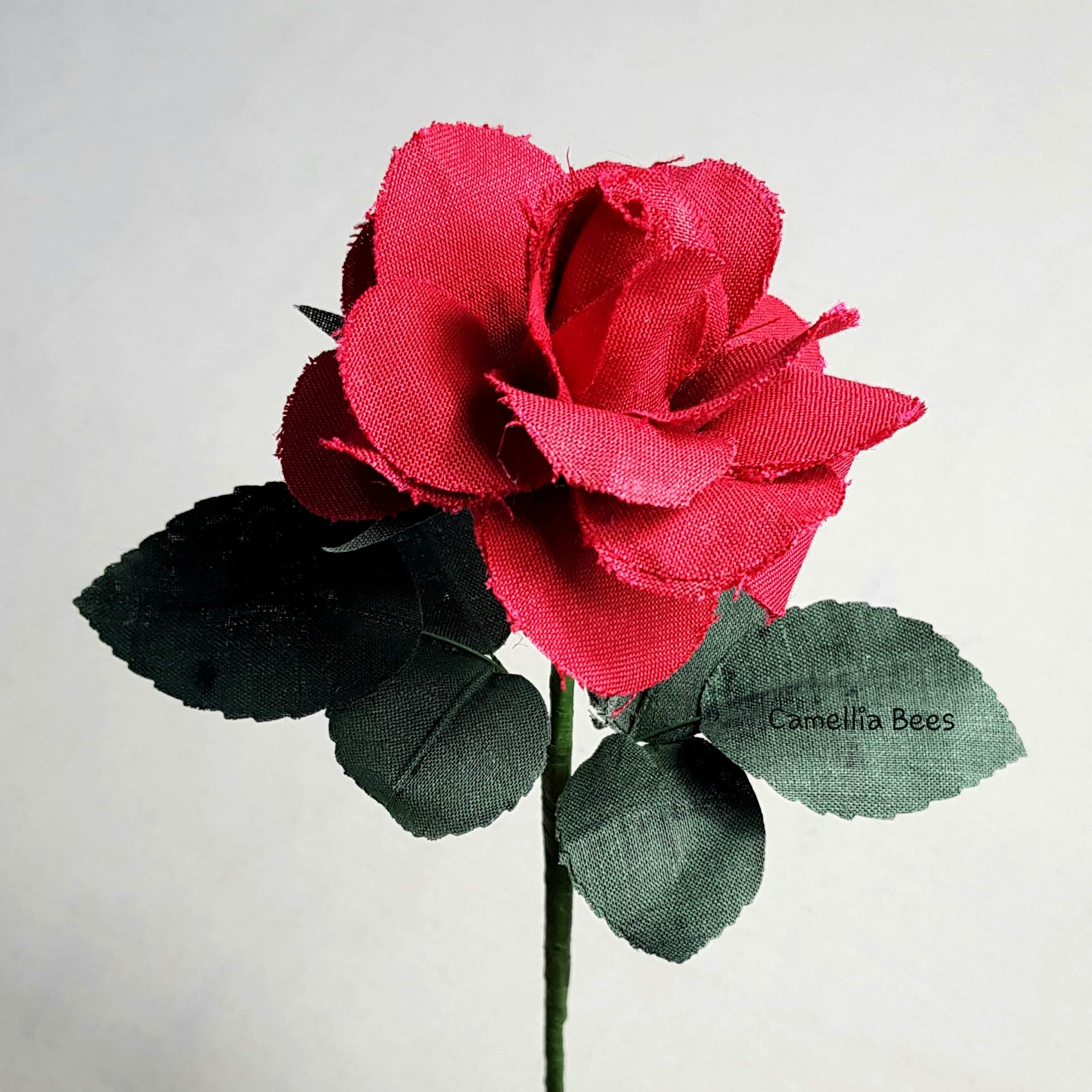 Handmade Cotton Linen Rose Flower - Perfect for Wedding Anniversary, Valentine's Day, Mother's Day Gift (Red) - Romantic Home Decor & Special Occasion Present