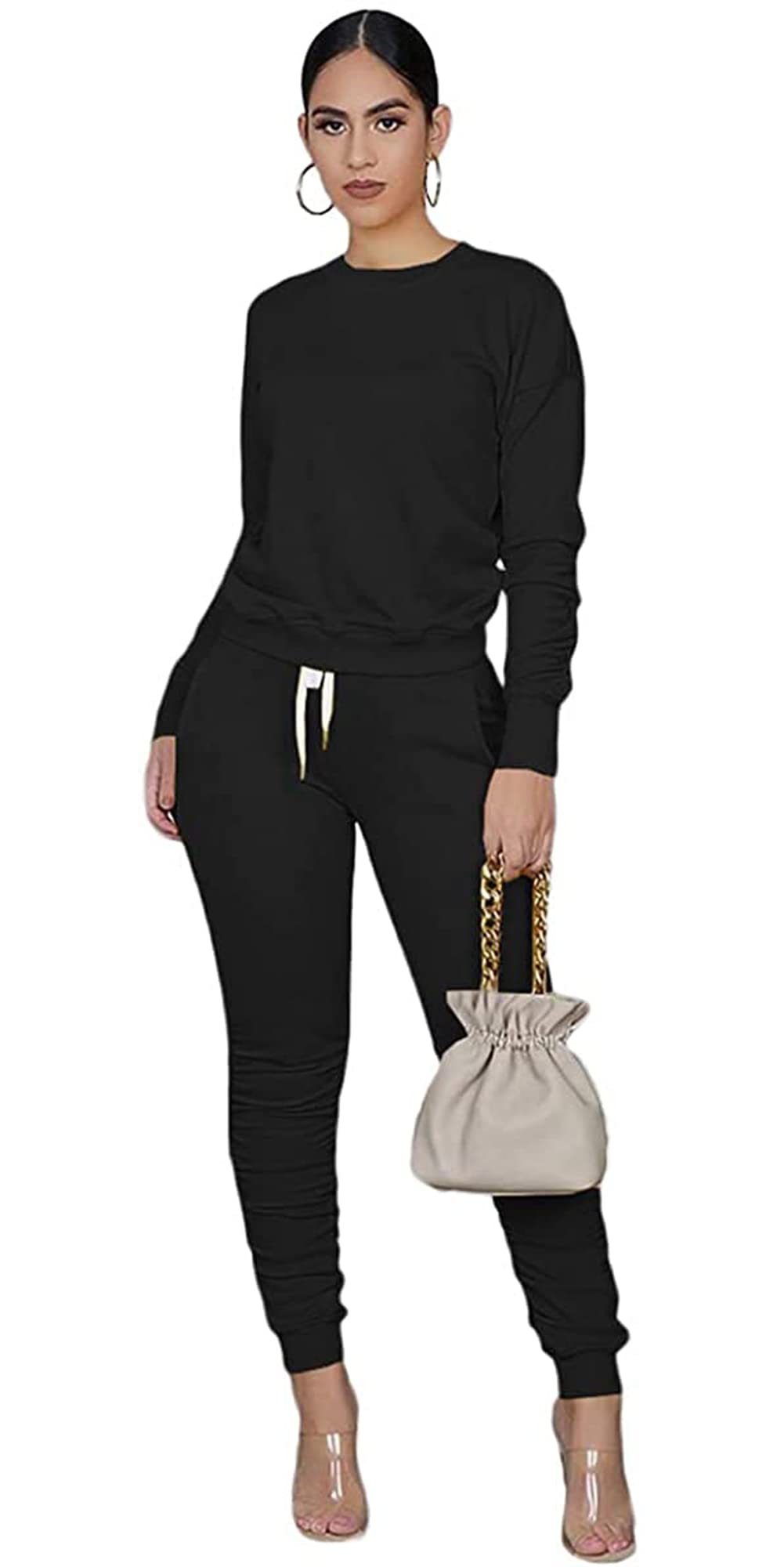 LEMOSEW Women's 2-Piece Sweatsuit Set - Casual Workout Jogger Outfit with Pockets for Lounge, Running & Gym | Comfortable Yoga Pants & Hoodie Set XJ001