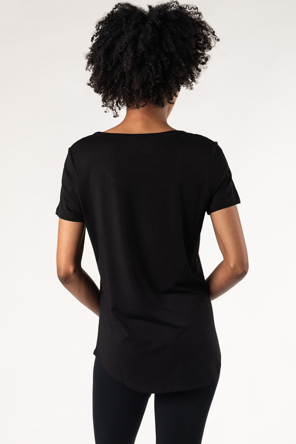 Brenda Women's U Neck Bamboo T-Shirt - Soft & Breathable Black Tee for Casual Wear & Everyday Comfort