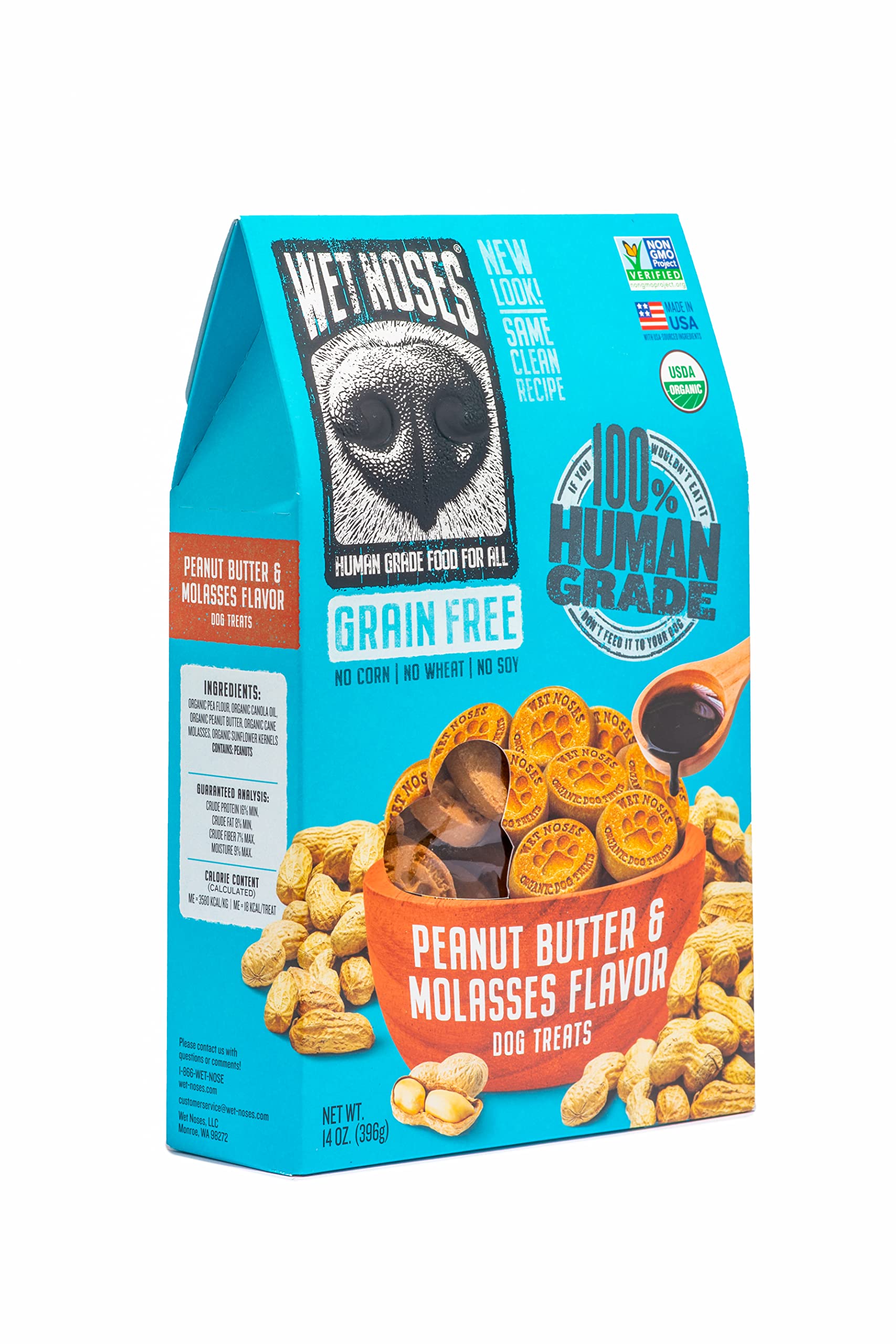 Grain-Free Peanut Butter Molasses Dog Treats 14 oz - All-Natural Soft Baked Biscuits for Small & Large Dogs - Perfect for Training, Rewards & Dental Health