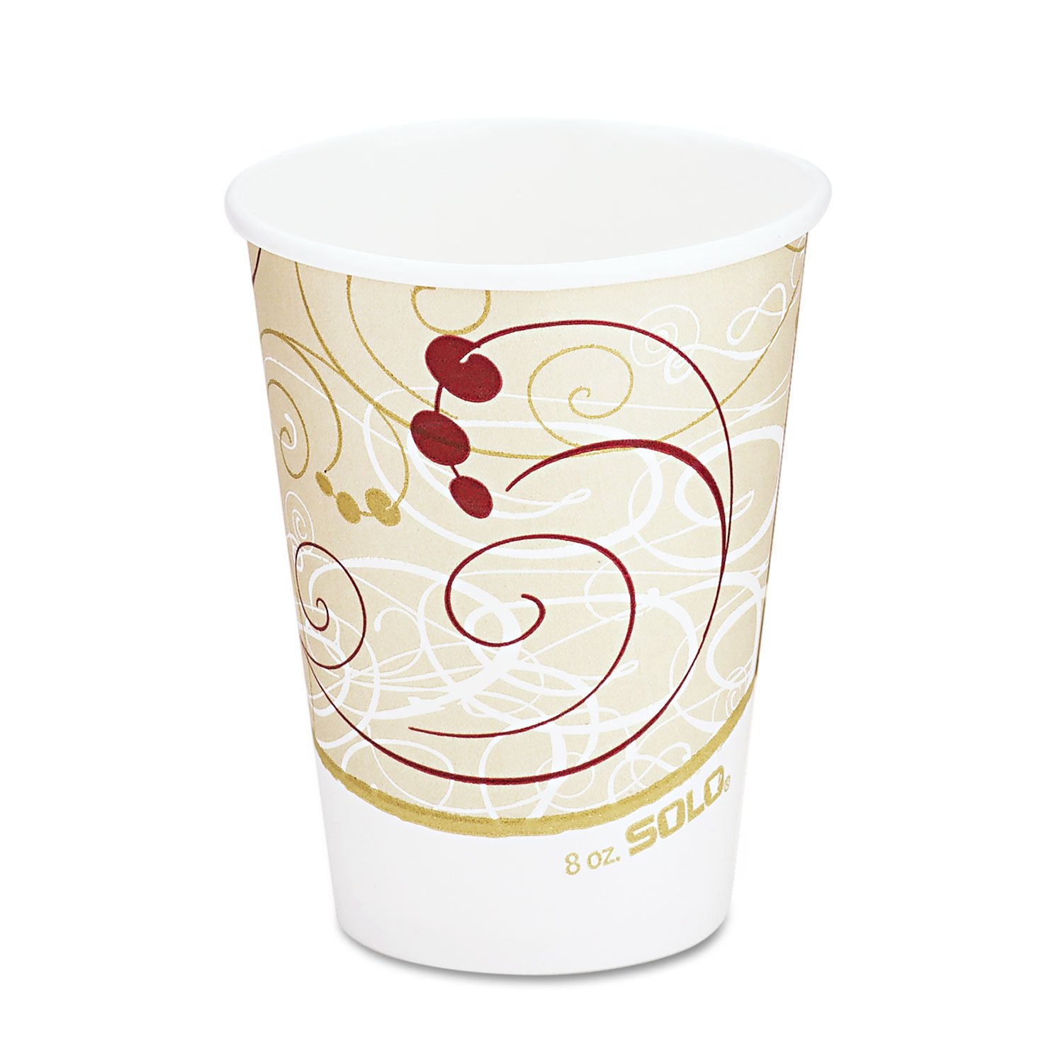 Solo 378SMJ8000 8oz Hot Cups - Beige Symphony Design, 1000 Count Bulk Pack - Perfect for Coffee, Tea, and Hot Beverages at Cafes, Offices, and Events