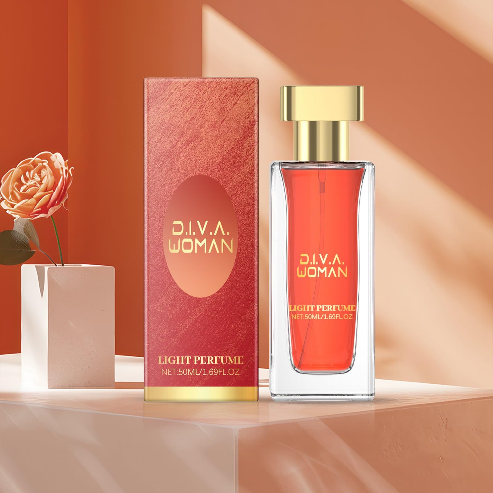 VEFSU 50ml Women's Perfume Set - Floral & Fruity Fragrance with Orange Flower Oil & Fruit Extracts, Fresh Long-Lasting Spray (Watermelon Red) - Perfect Gift for Her, Ideal for Daily Wear, Date Nights & Special Occasions