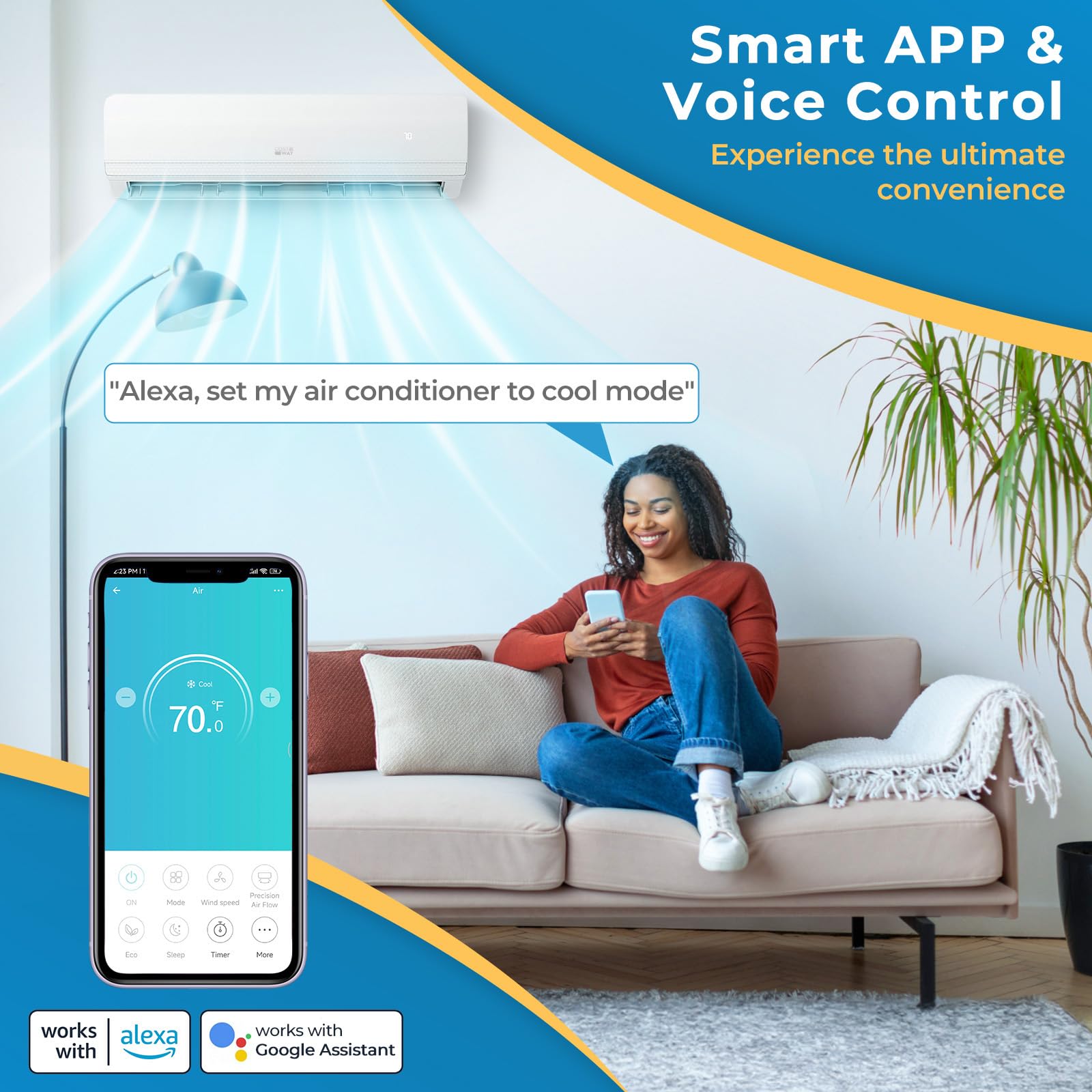 COSTWAY 36k BTU 4-Zone Mini Split Air Conditioner & Heat Pump - 19 SEER2 (9k+9k+9k+12k) - WiFi Enabled Ductless Wall Mounted Inverter AC - Alexa Compatible (Thundrive Series) - Perfect for Home, Office & Commercial Spaces