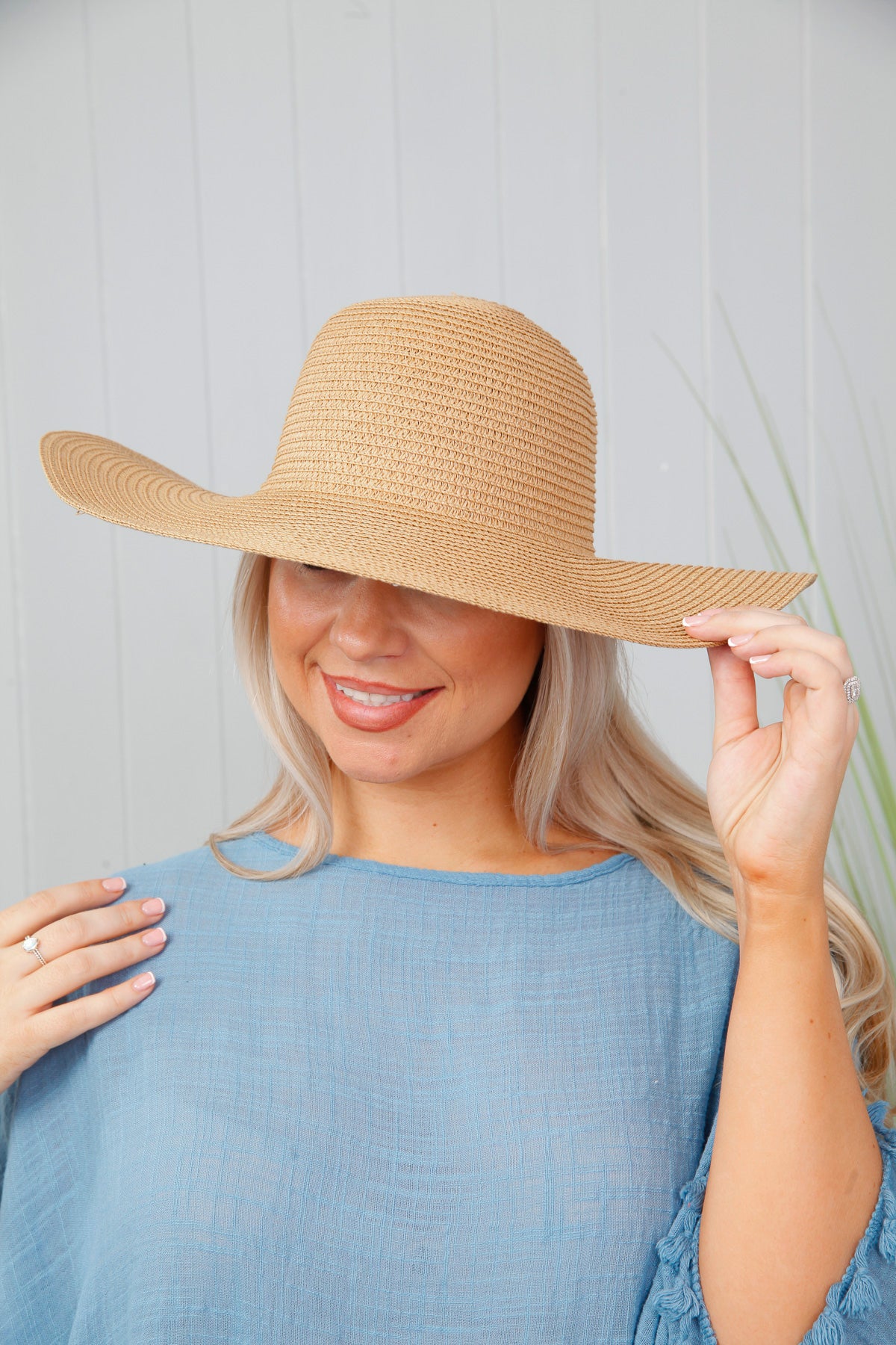 Shellie Straw Hat for Women - Natural Tan Wide Brim Sun Hat - Perfect for Beach, Garden, and Summer Outdoor Activities