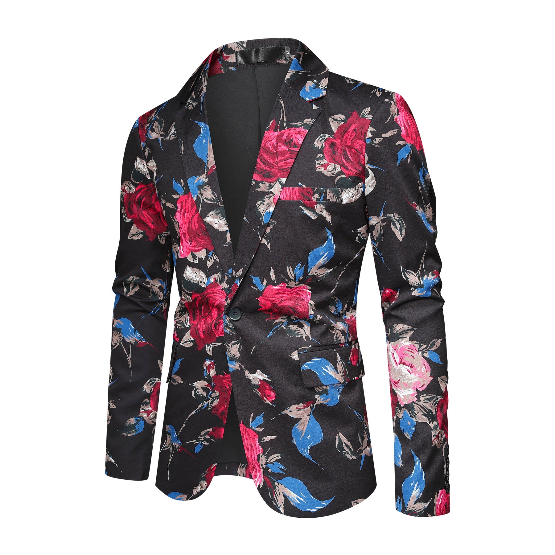 Men's Red Floral Print Single Breasted Blazer Jacket - Slim Fit Formal & Casual Wear for Weddings, Parties & Office
