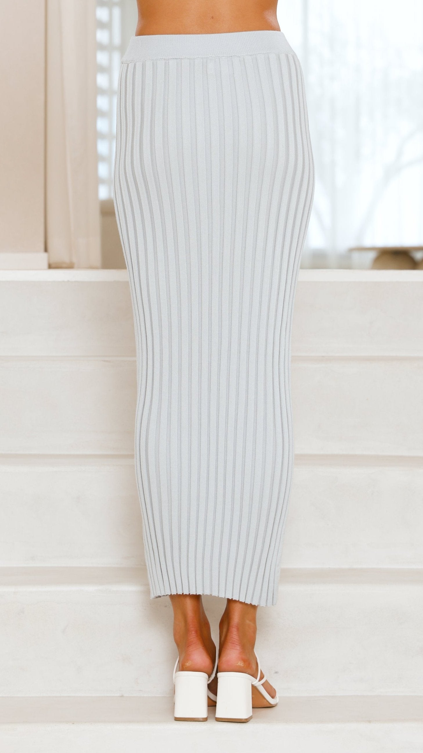 Gracie Knit Top and Skirt Set for Women - Soft Powder Blue Outfit | Perfect for Casual Wear, Office, and Date Nights