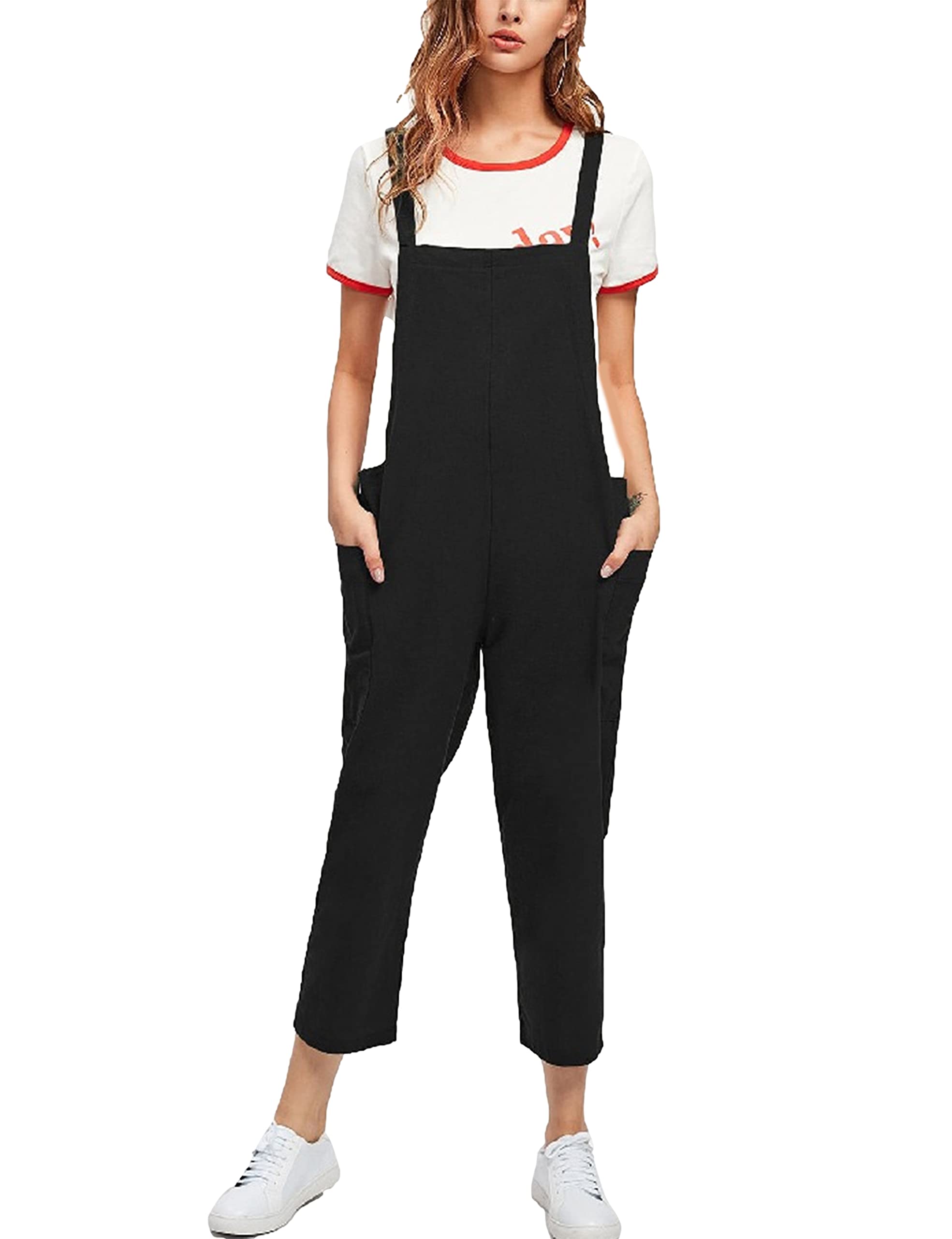 UANEO Women's Casual Sleeveless Denim Overalls Jumpsuit with Pockets - Comfortable Summer Romper for Outdoor Activities, Travel & Streetwear Fashion