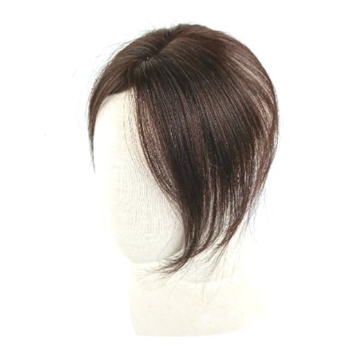 Moligin Real Human Hair Toppers with Bangs - Dark Brown Short Wigs for Women | Clip-In Crown Hair Extensions for Thinning Hair & Styling | Perfect for Daily Wear, Parties & Special Occasions