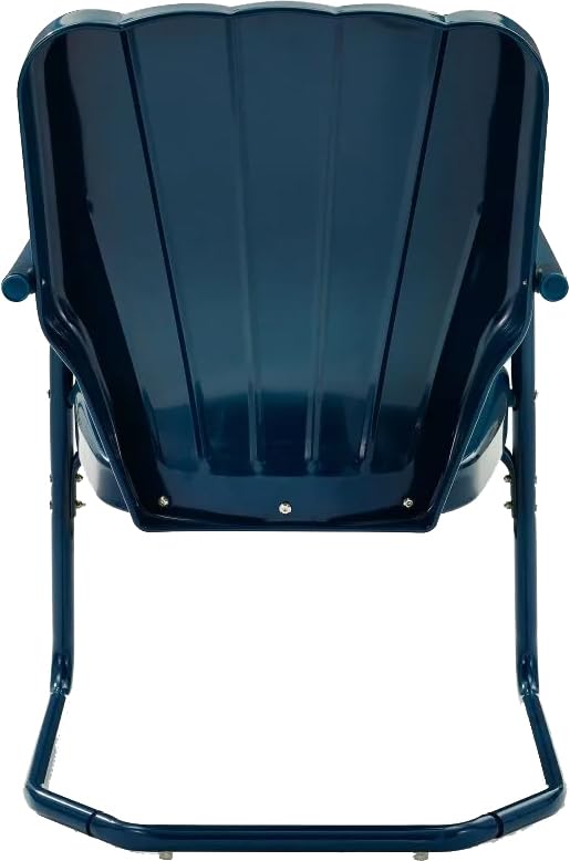 Crosley Furniture Ridgeland 2-Piece Outdoor Chair Set - Retro Metal Patio Dining Chairs for Porch, Deck, Garden & Backyard - Navy Blue