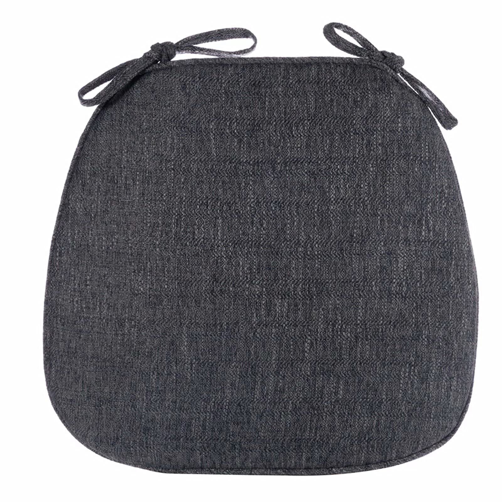Non-Slip Lace-Up Dining Chair Cushions - 16x16 Inch with Detachable Dark Gray Cover - Waterproof Kitchen & Outdoor Chair Seat Cushions for Comfortable Dining, Patio, Restaurant Use