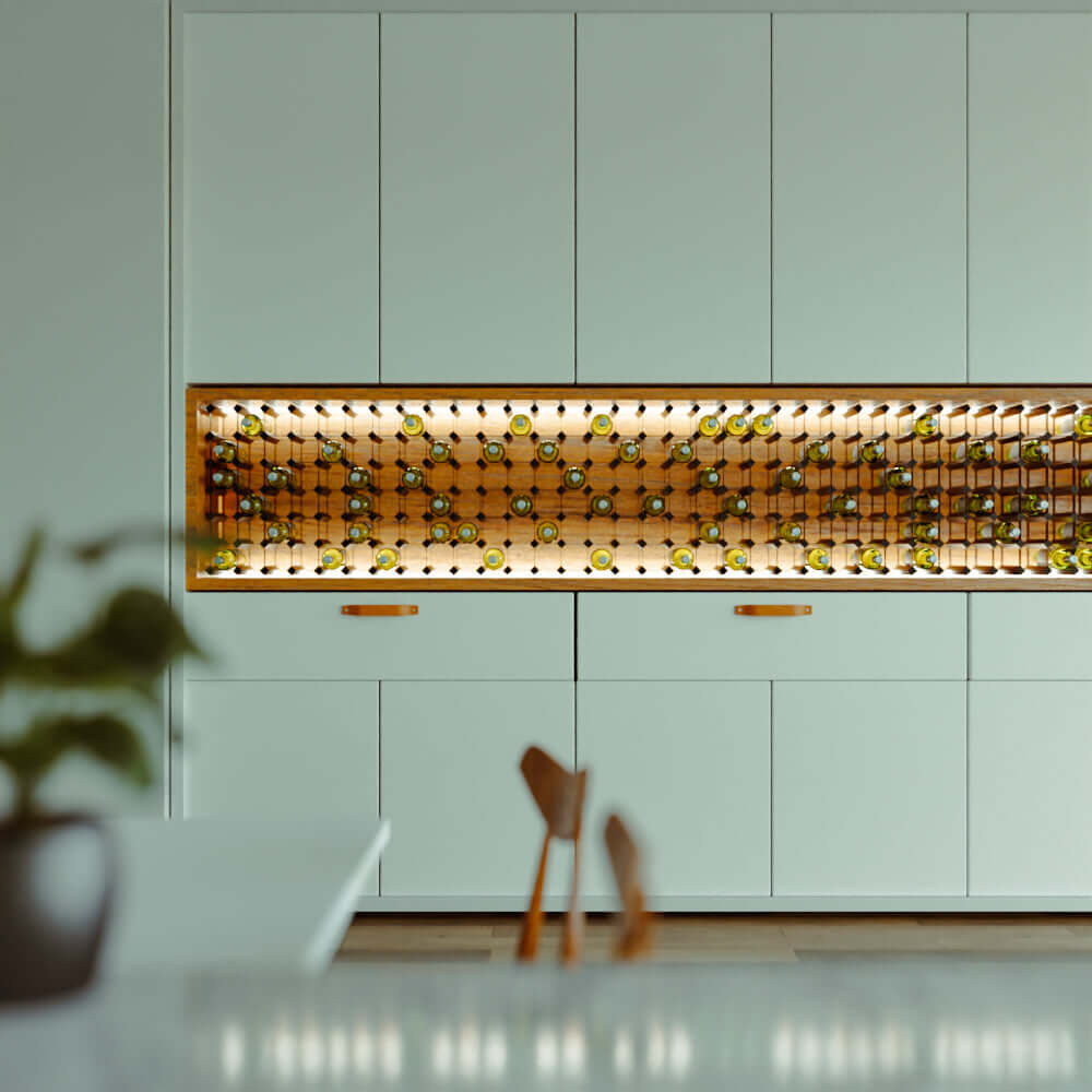 20 Bottle Solid Wood Wine Rack - Premium Oak Wine Storage for Kitchen, Dining Room & Home Bar - Space Saving Wine Bottle Organizer for Red, White & Sparkling Wines