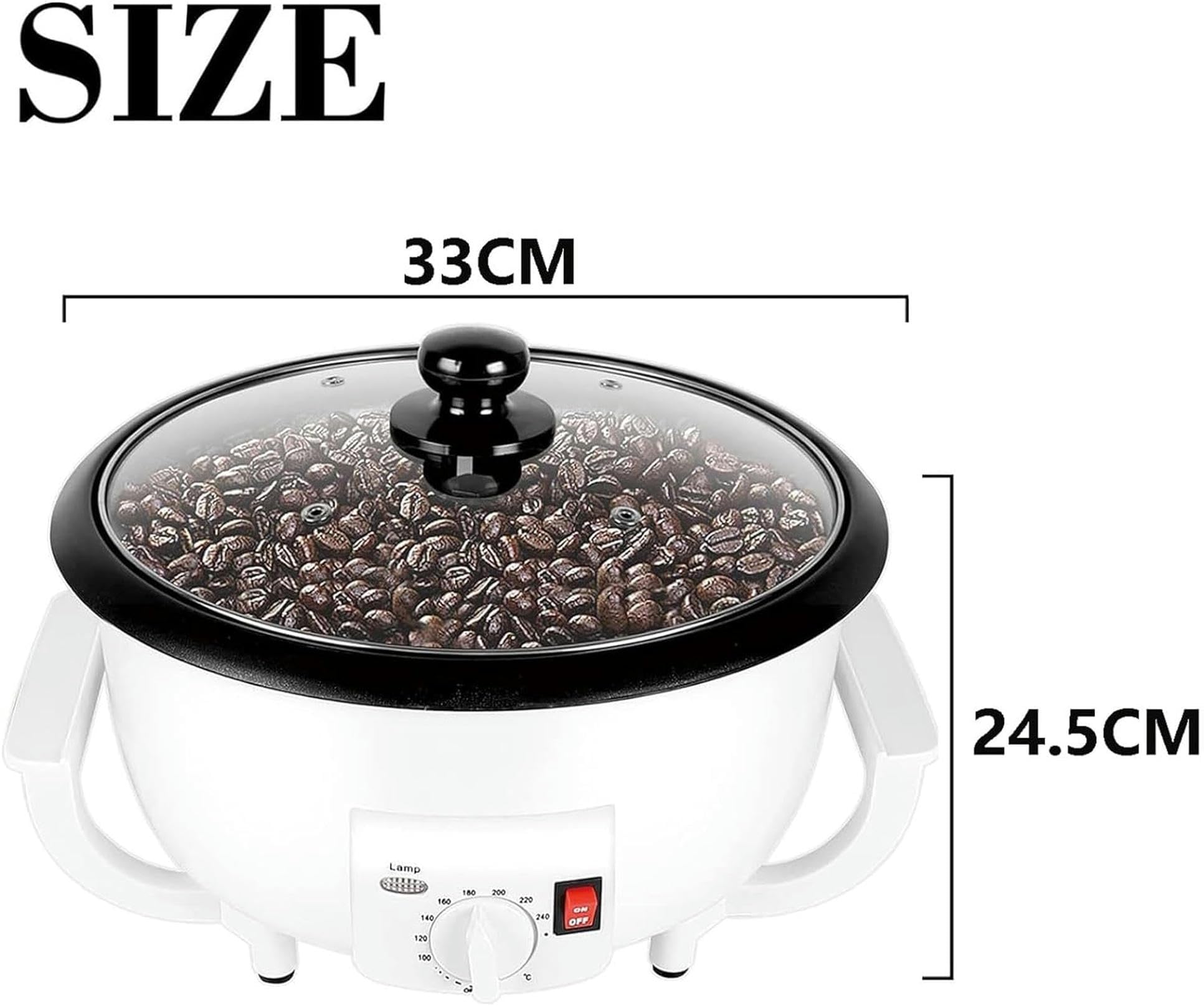 Premium Peanut Roaster Machine for Home Use - Adjustable Temperature 0-240℃ (482℉) - 750G Capacity for Roasting Peanuts, Almonds, Soybeans, Barley & Chestnuts - Perfect for Kitchen, Bakery & Coffee Shop Use