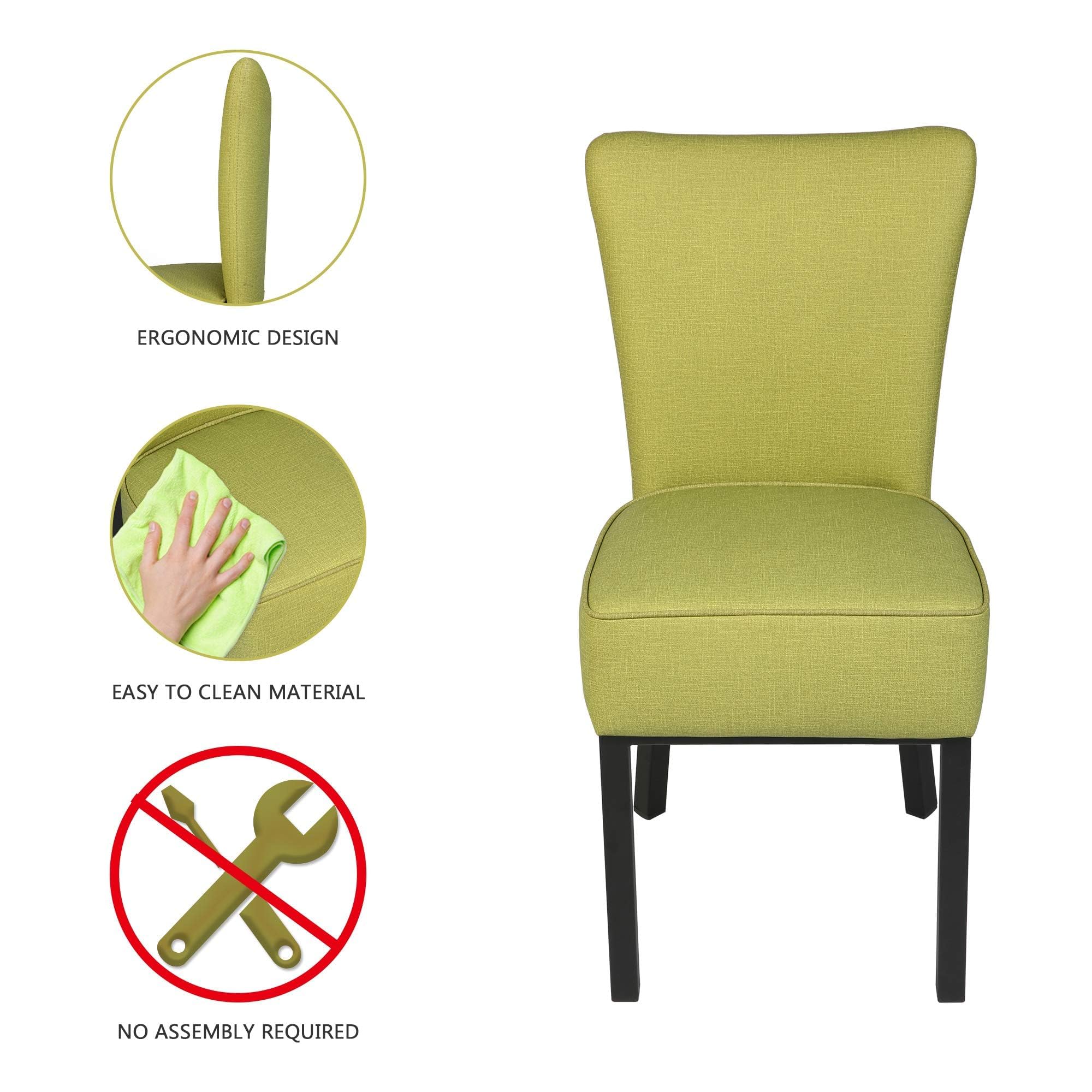 LUCKYERMORE 2-Pack Upholstered Dining Chairs - Armless PU Leather Parsons Chairs with Tall Backrest & 5