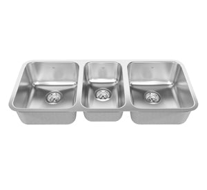 3 Bowl Undermount Stainless Steel Kitchen Sink QTU1842 by Kindred - Perfect for Large Families, Commercial Kitchens & Busy Home Chefs