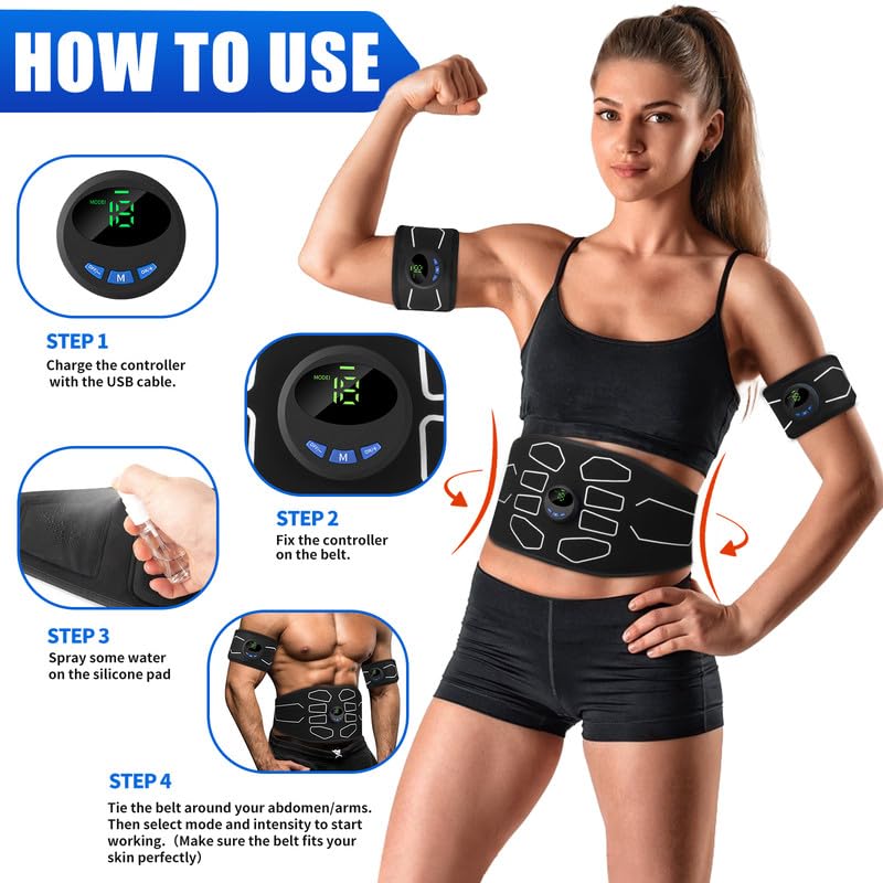 MarCoolTrip MZ Electronic Muscle Stimulator - EMS Ab Toner & Full Body Trainer for Men & Women - Fitness Strength Training Equipment for Home Gym & Workout Recovery