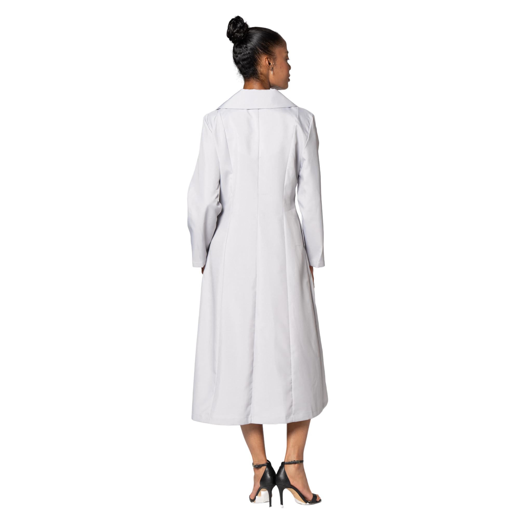 Elegant Button Down Dress with Layered Collar - Mid-Length Church Choir Dress for Women | Perfect for Usher Uniform, Sunday Service & Formal Occasions | Style G11721
