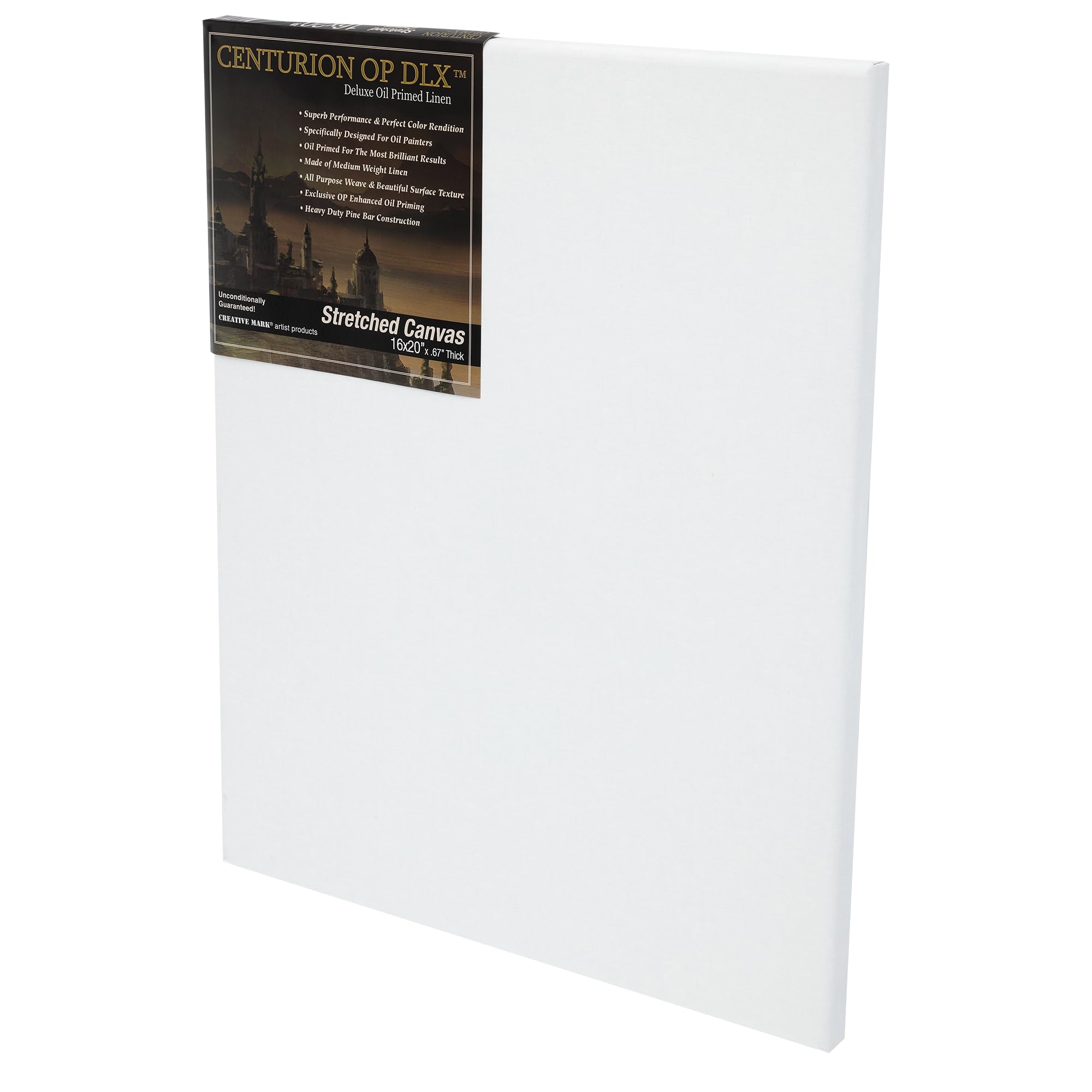 Centurion Deluxe Professional Oil Primed Linen Stretched Canvas - 16x20 Inches, Box of 6 (11oz Medium Weight Linen, 0.67