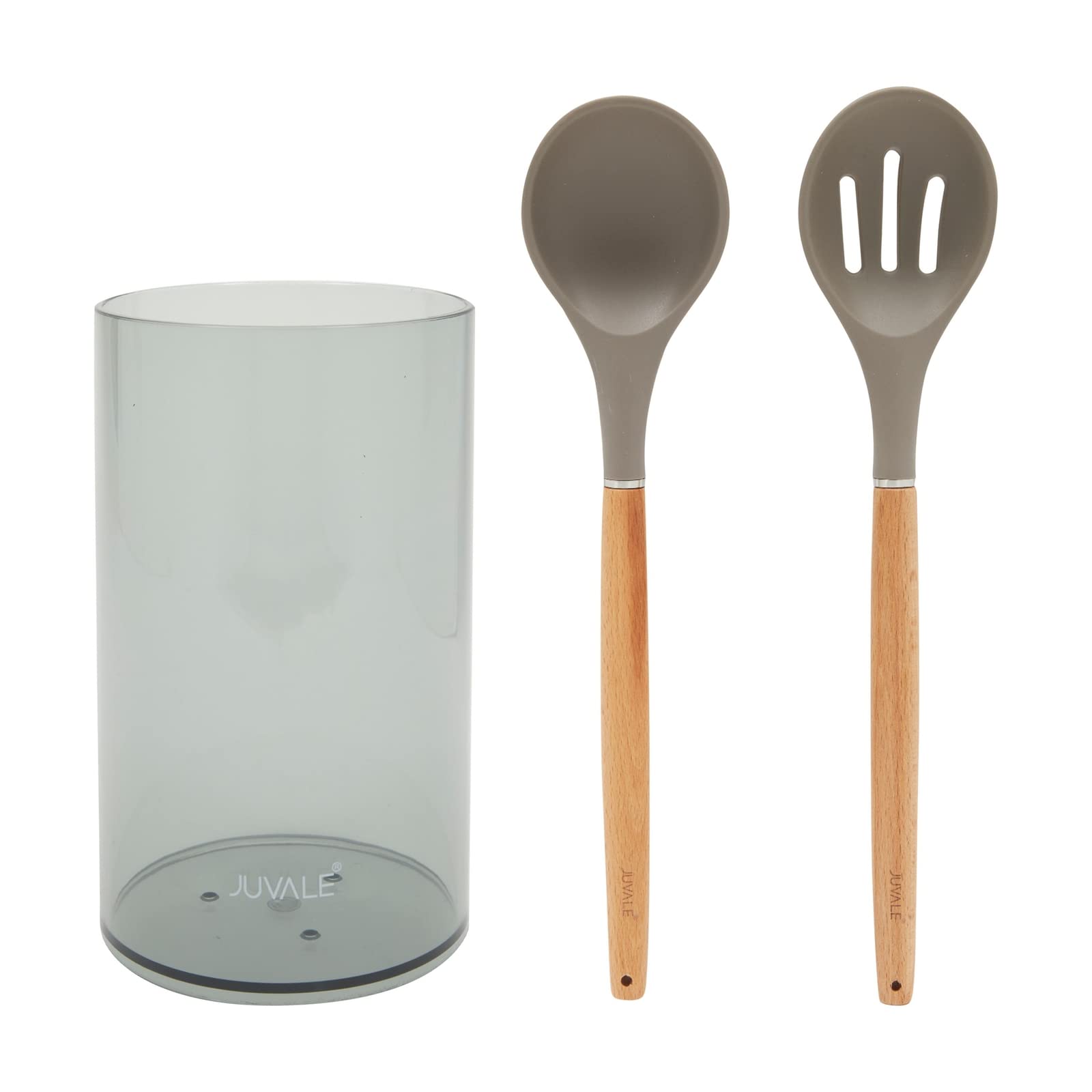 **Juvale 7-Piece Silicone & Bamboo Kitchen Utensil Set with Holder - Non-Stick Cooking Tools (Ladle, Turner, Spoon, Pasta Server, Spatula) - Scratch-Resistant & Eco-Friendly for Baking, Frying & Serving**    *(Ideal for Home Chefs, Restaurants & Healthy Cooking Enthusiasts)*