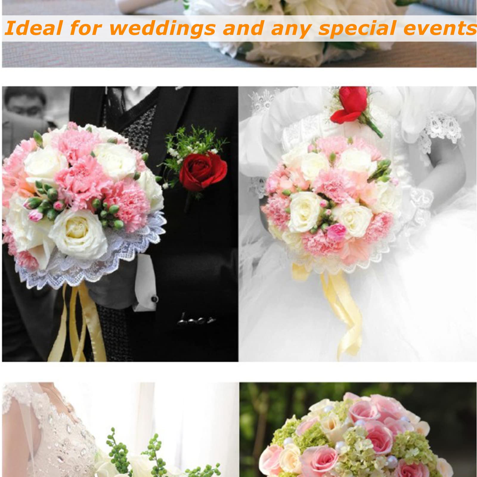Lyellfe 12 Pack Flower Bouquet Holders - Wedding Bridal Bouquet Handles for Fresh & Artificial Flowers - Floral Arrangement & Gardening Supplies - Perfect for DIY Wedding Decor, Centerpieces & Home Floral Displays