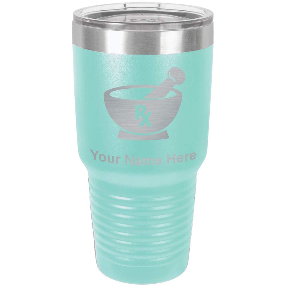 LaserGram 30oz Vacuum Insulated Stainless Steel Tumbler with Rx Pharmacy Symbol - Personalized Engraved Travel Mug for Coffee & Tea - Keeps Drinks Hot/Cold for Hours - Perfect for Nurses, Pharmacists & Medical Professionals (Teal)