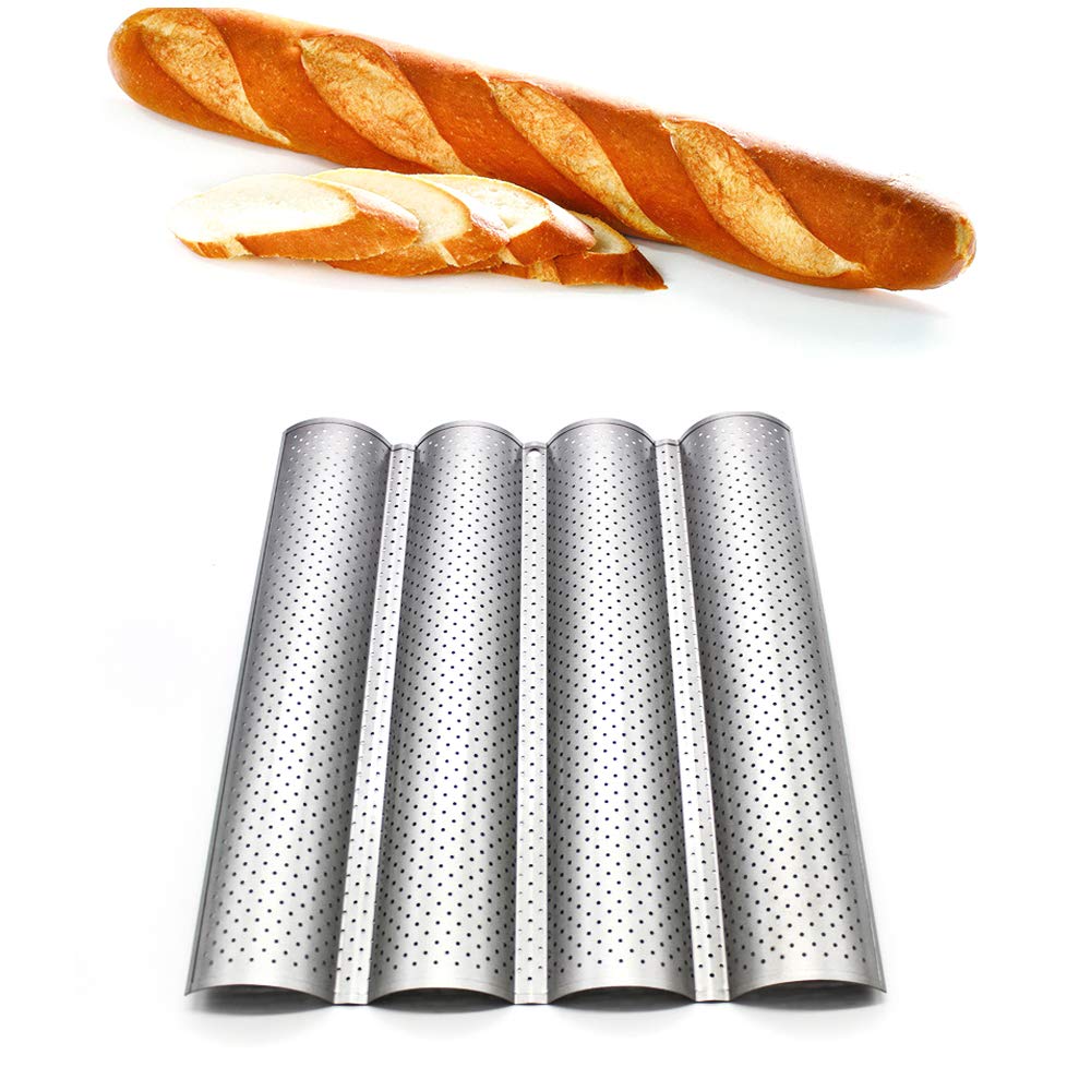 Non-Stick Perforated Baguette Bread Pan - Professional French Bread Baking Supplies for Home & Commercial Use - Perfect for Artisan Loaves, French Baguettes & Homemade Bread Baking