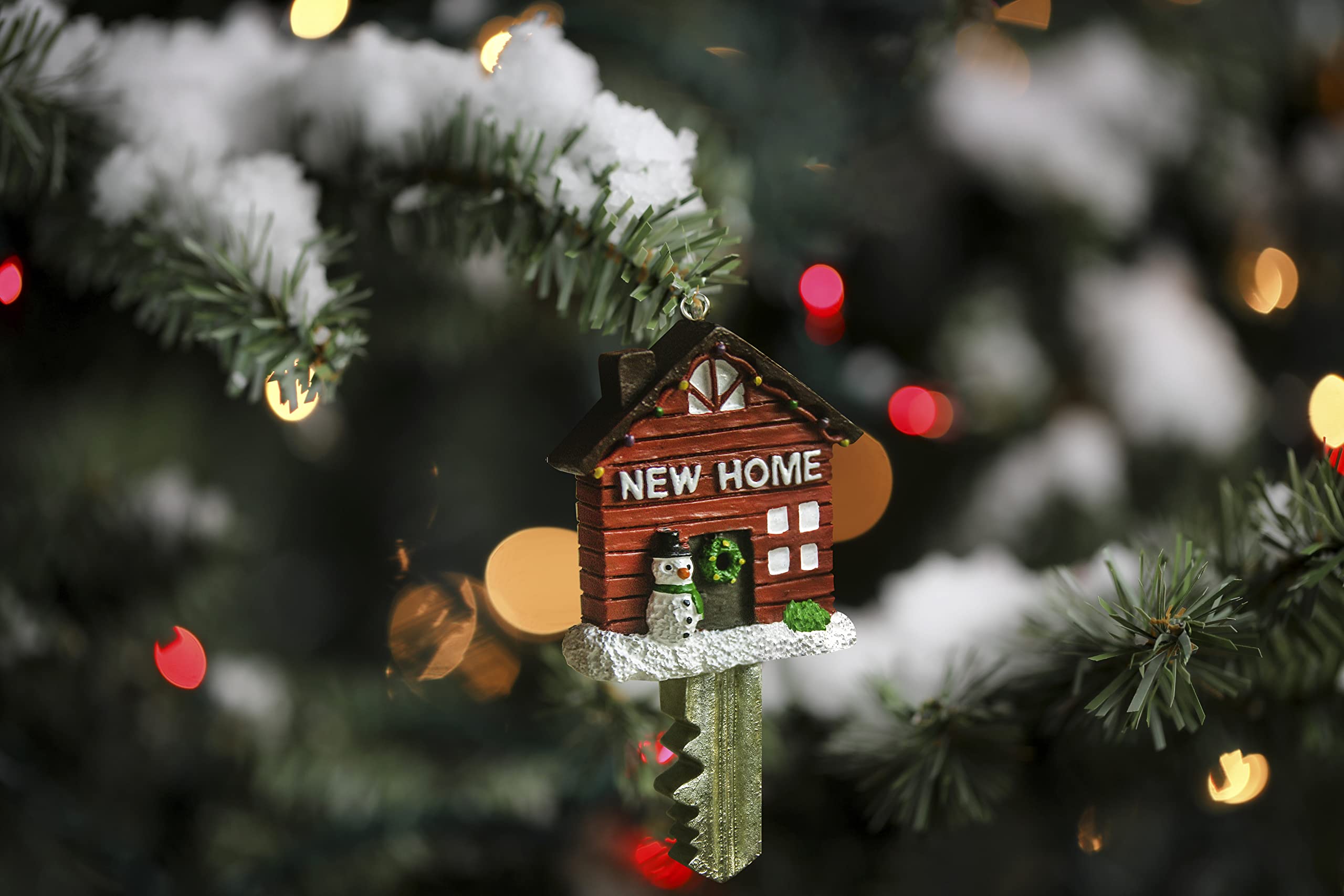 2024 Hand Painted Resin Home Key Ornament - First Home Gift, Christmas Tree Keepsake for New Homeowners, Housewarming & Moving in Together - Perfect for New House Decor, Holiday Decorations & Anniversary Gifts