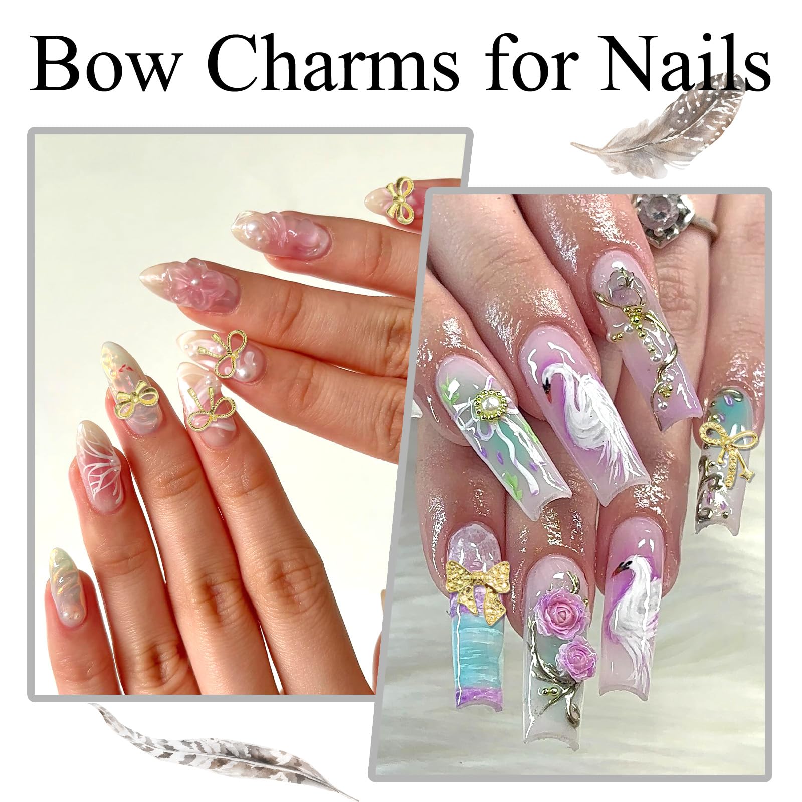 3D Gold Bowknot Nail Charms Kit - 70PCS Bow Nail Art Decorations with Glue Gel & Tweezer for DIY Nails, Manicure, and Crafting - Perfect for Parties, Weddings, and Salon Nail Designs