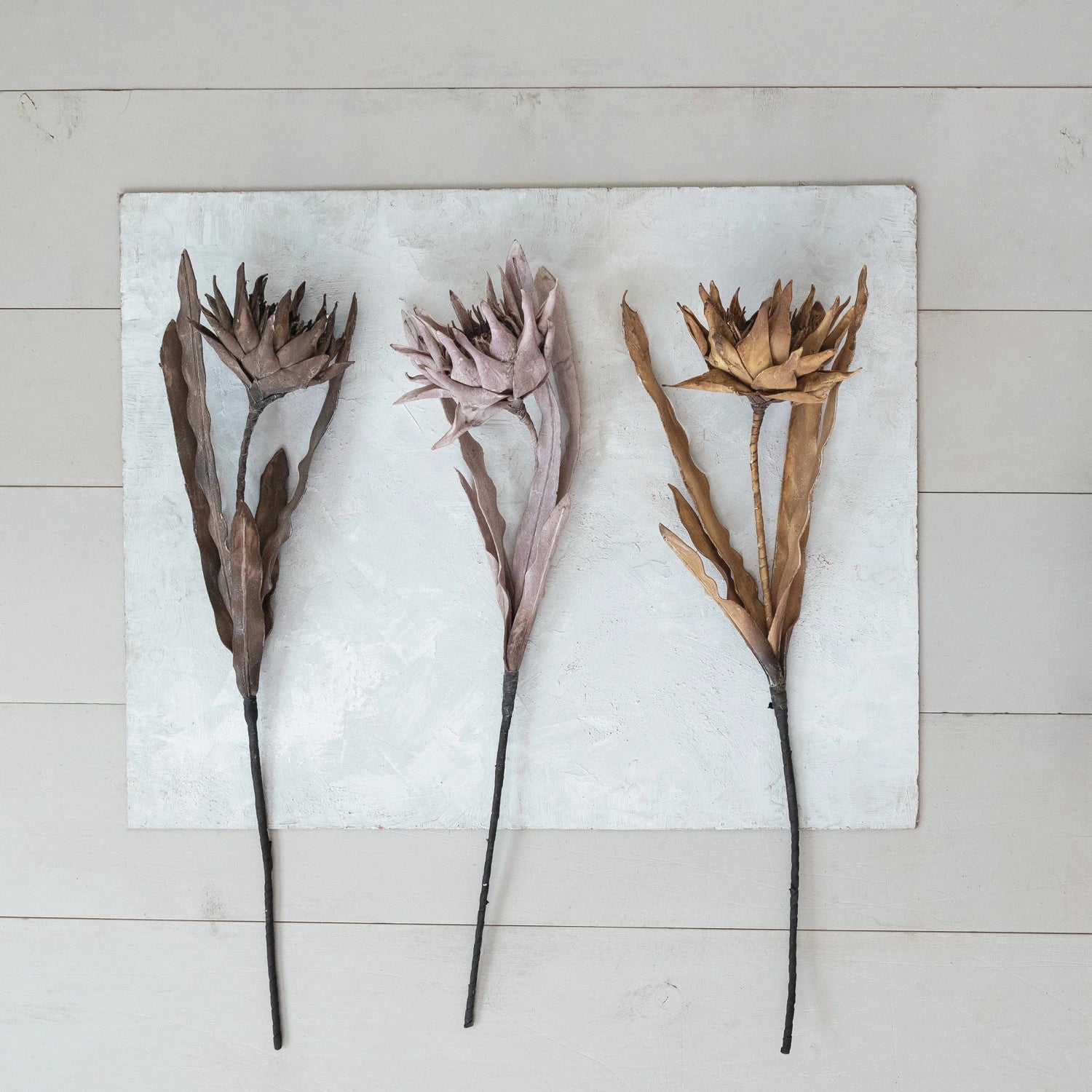 Taupe Faux Flower Pick with Leaves - Artificial Floral Stems for Home Decor, Wedding Centerpieces & DIY Crafts