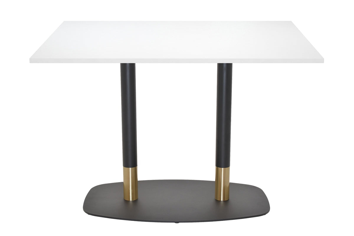 EZ Hospitality Givoli Cafe Table - Black/Brass Finish with Black Arc Base [1400L x 700W] - Perfect for Restaurants, Cafes & Outdoor Dining Areas