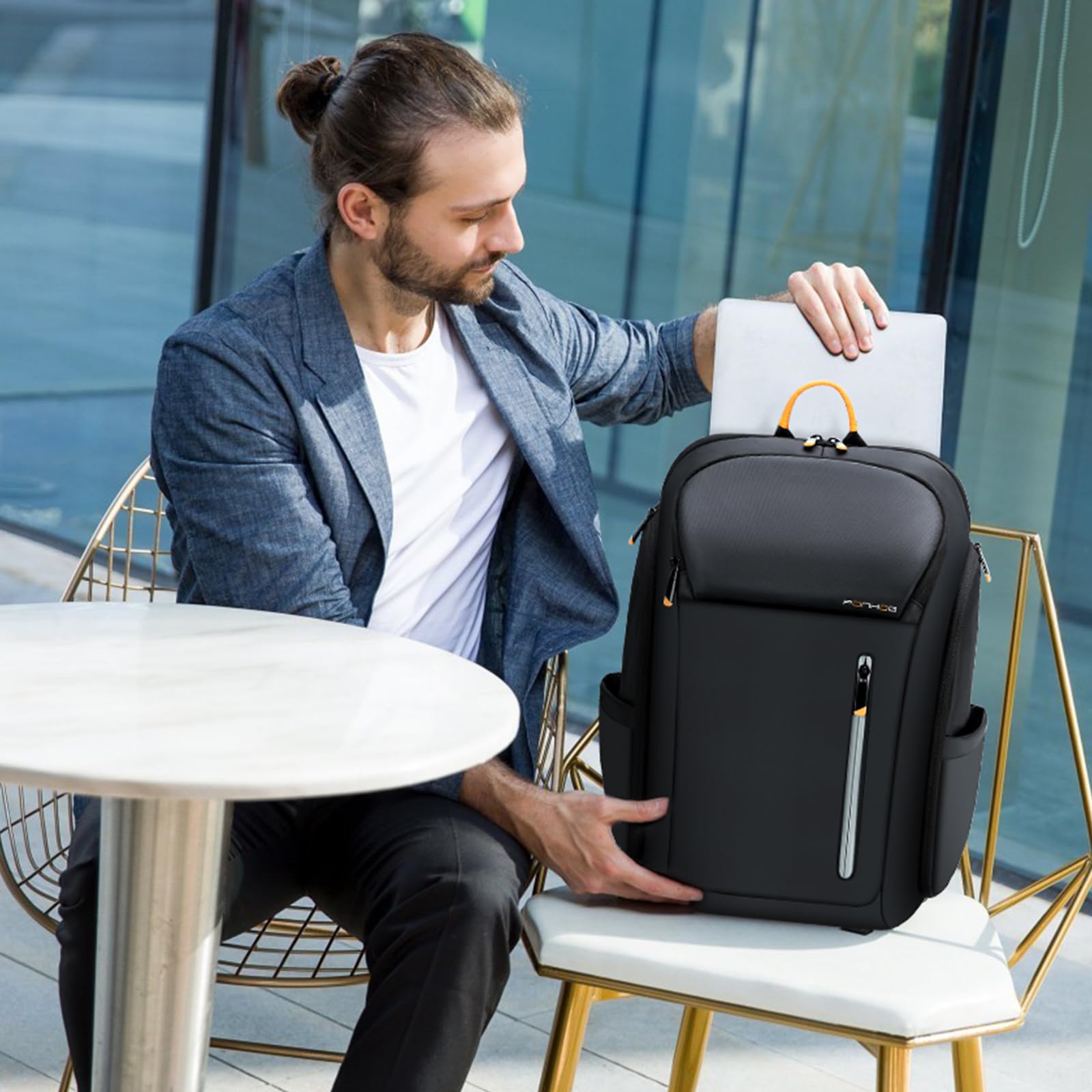 30L Business Backpack for Men - Airplane Approved USB Charging Travel Backpack with Water-Resistant 900D Nylon, Fits 17.3 Inch Laptop - Ergonomic Computer Bag for Office, Commuting & Business Travel (Black)