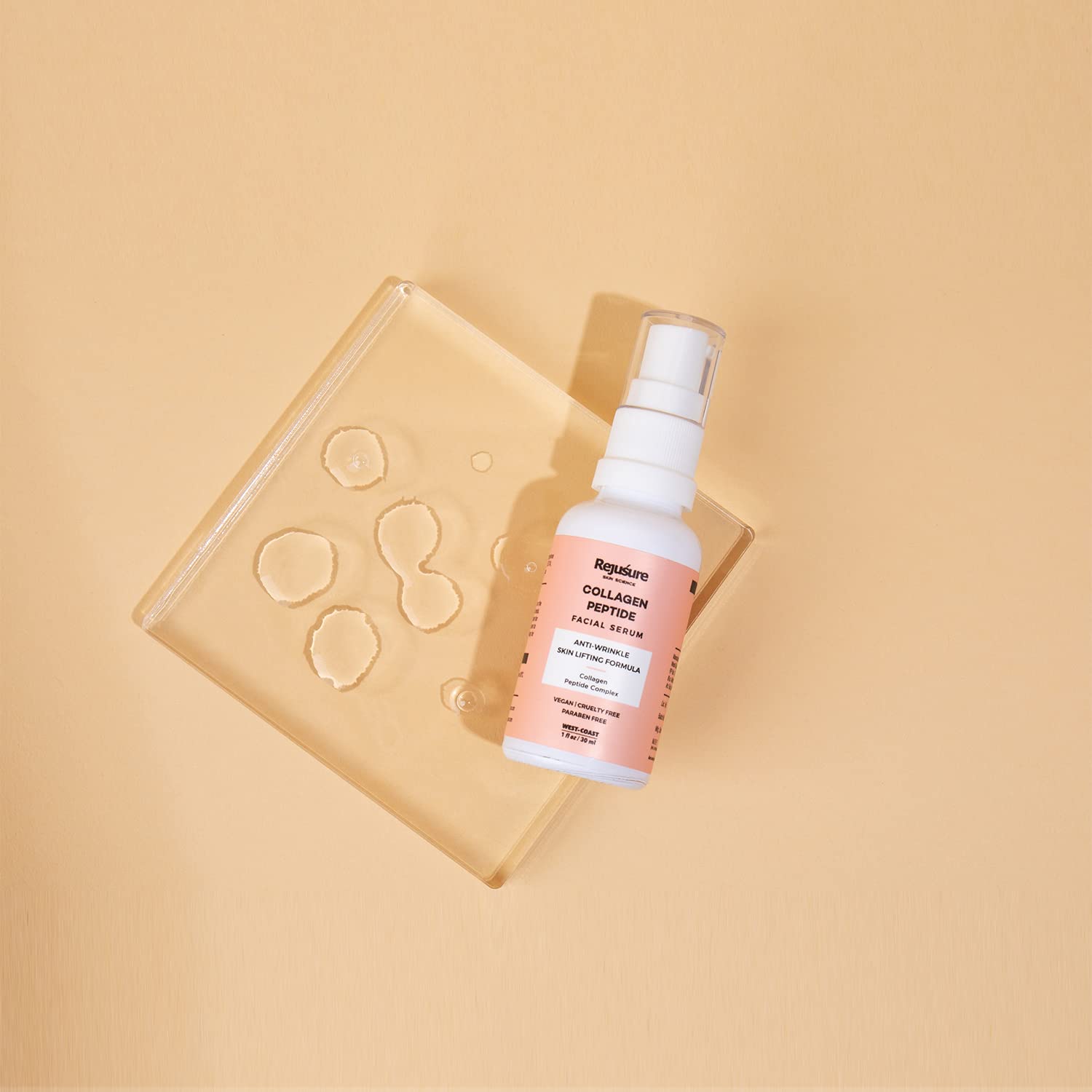 Rejusure Collagen Peptide Face Serum for Enhanced Skin Elasticity & Anti-Aging | Reduces Wrinkles & Improves Skin Texture | Deep Hydrating Moisturizer | 30ml Skincare Treatment for Daily Use & Night Routine