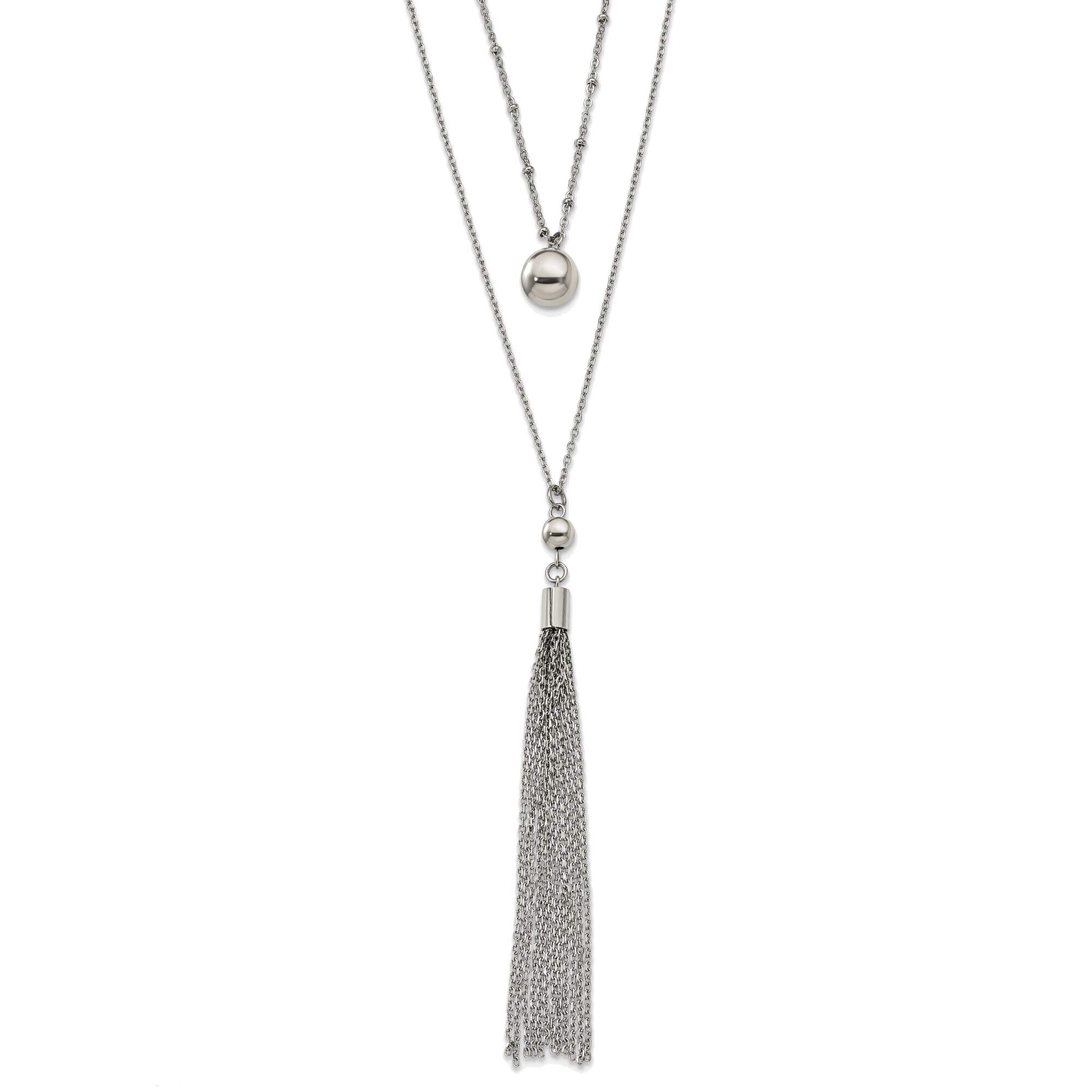 Bonyak Stainless Steel Polished 2 Strand Necklace with 2 Inch Extension - 24 Inch Length | Elegant Jewelry for Women, Gift for Her, Perfect for Parties, Weddings & Everyday Wear