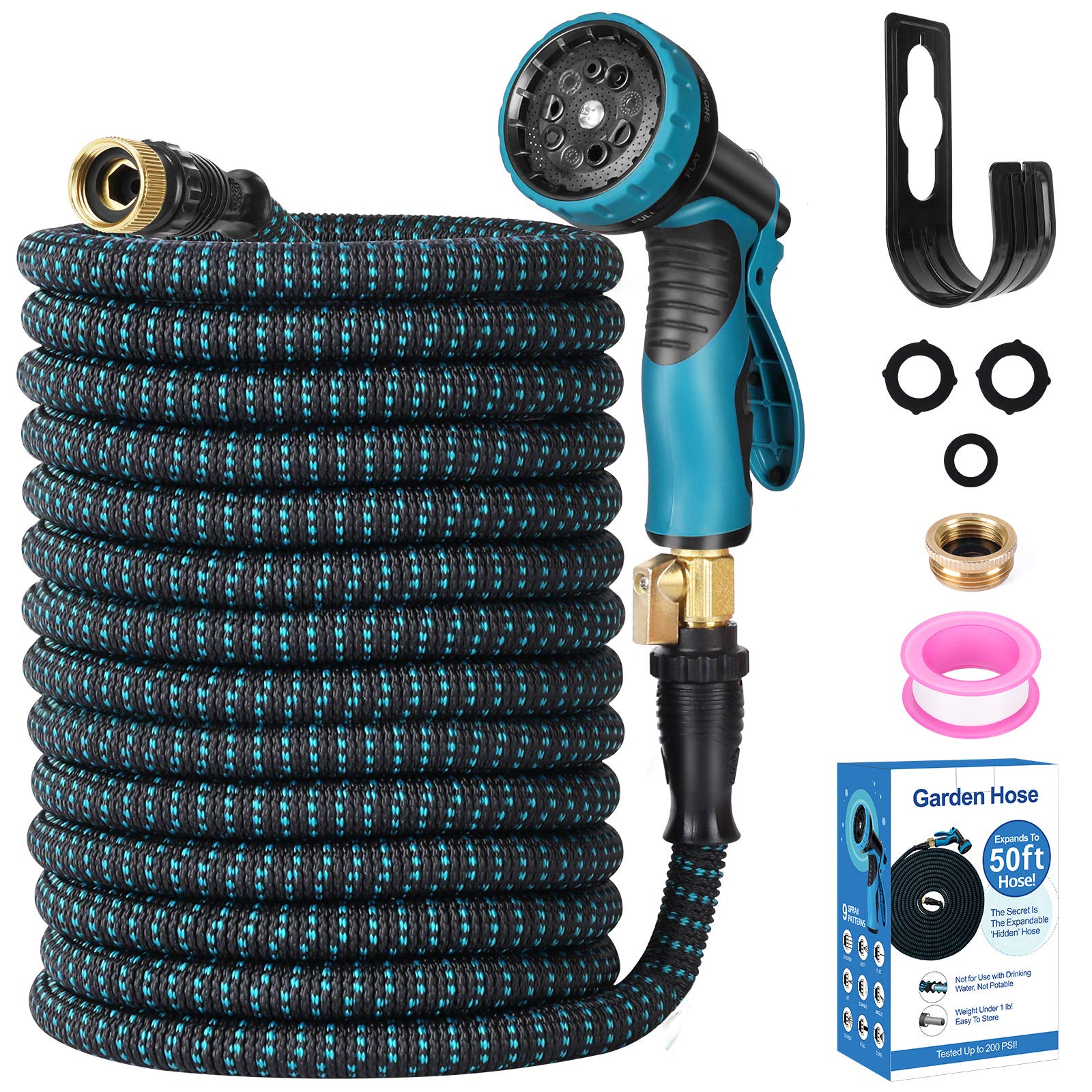 Heavy Duty 50FT Garden Hose with Nozzle - Watering & Washing