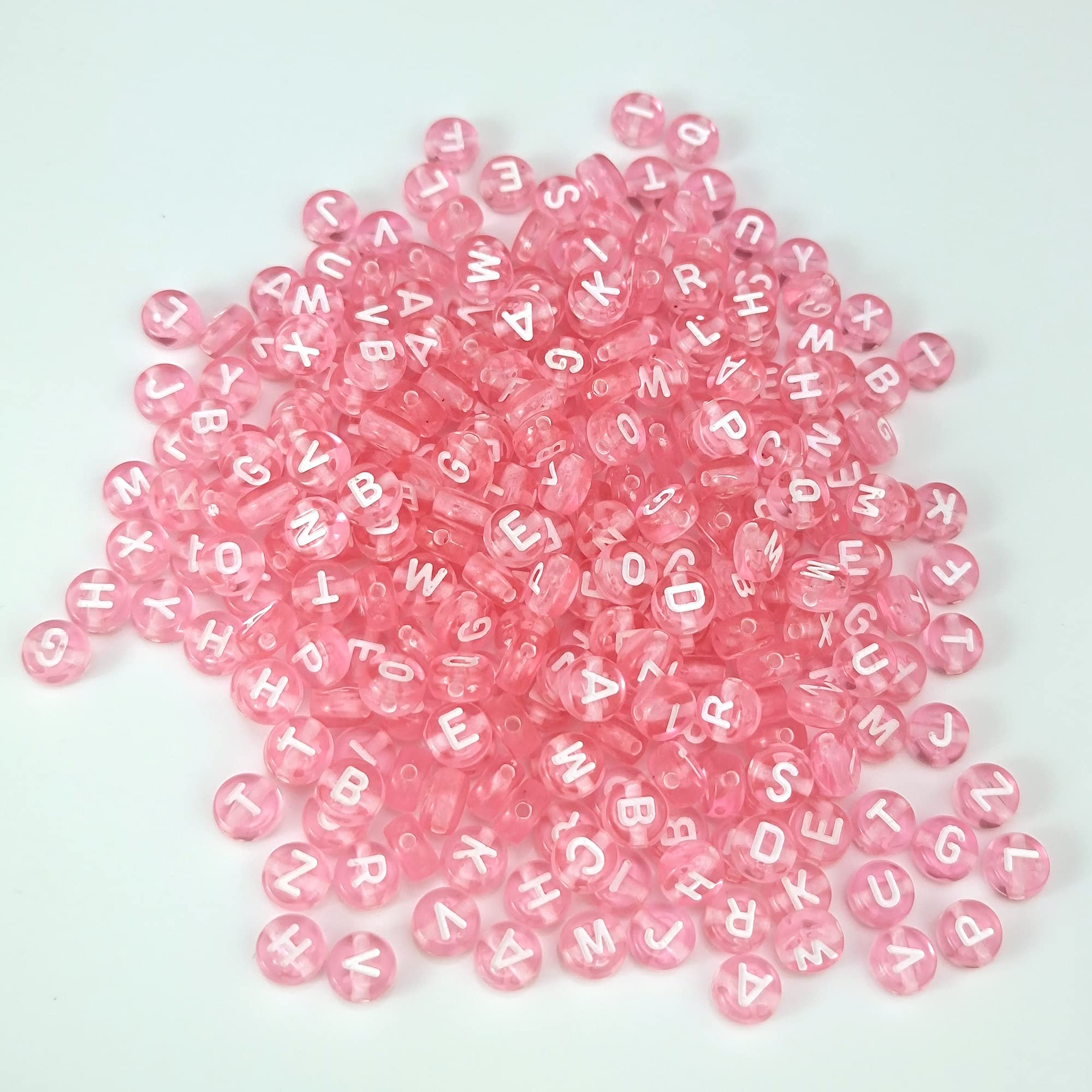 600 PCs 7mm DIY Acrylic Alphabet Letter Beads Set - Black & White Cylinder Column Beads for Jewelry Making, Bracelets, Necklaces, Keychains (Pink) | Perfect for Personalized Gifts, Craft Projects & Kids Activities