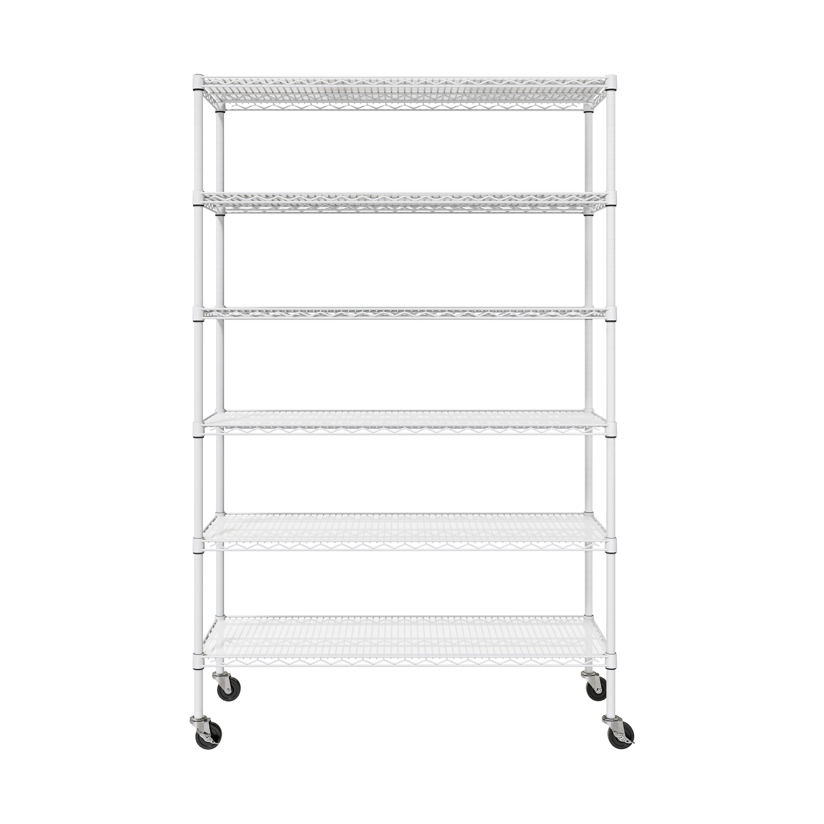 UltraDurable® 6-Tier NSF Certified Heavy Duty Steel Shelving Unit with Non-Slip Shelf Liners - White - Perfect for Garage Storage, Pantry Organization & Commercial Kitchen Use