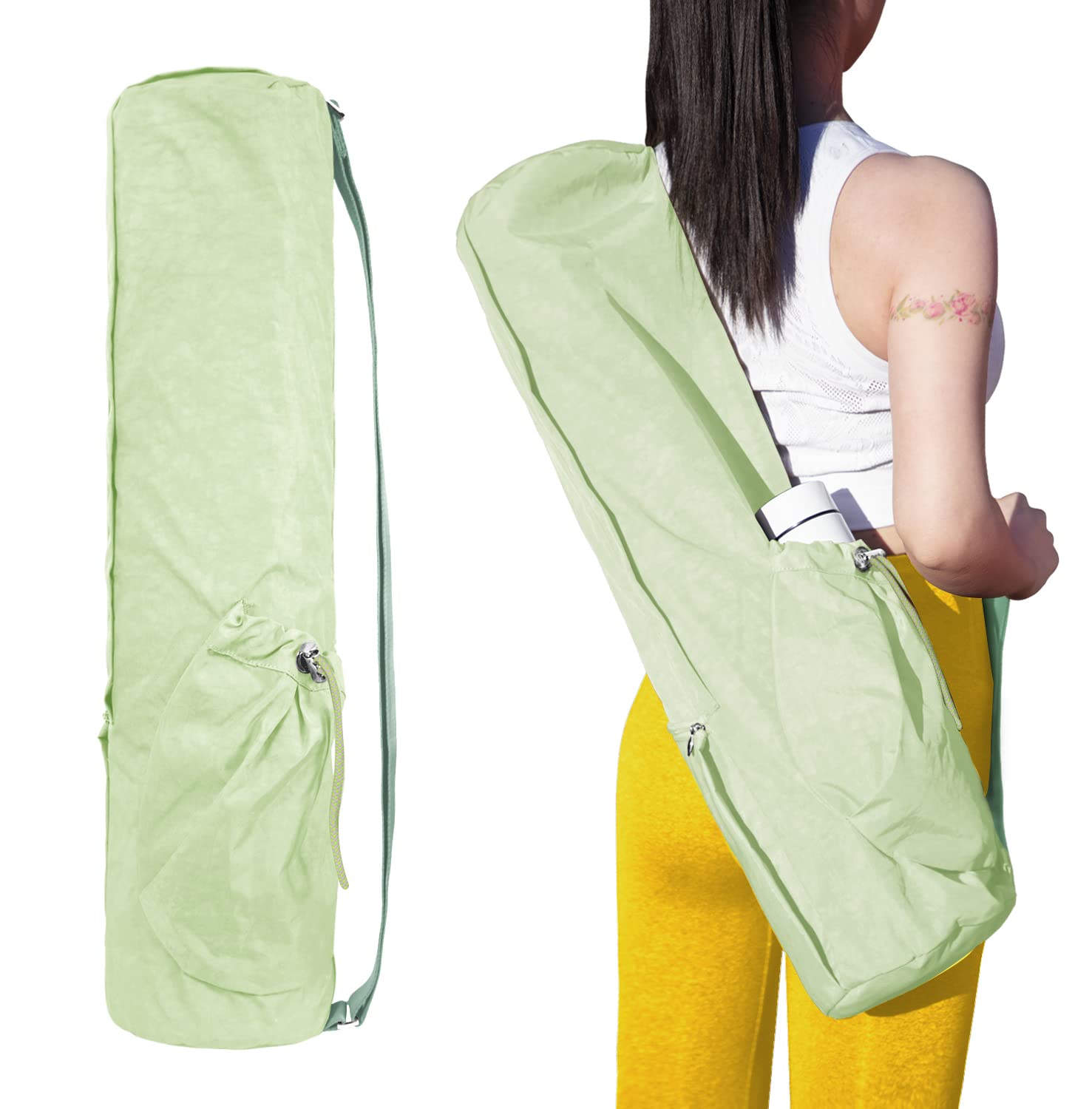 Premium Waterproof Yoga Mat Bag with Multi-Pockets & Adjustable Strap - Fits 1/4, 1/3, 2/5-Inch Thick Mats - Ideal for Gym, Yoga Class, Beach, Park & Travel - Perfect for Women & Men