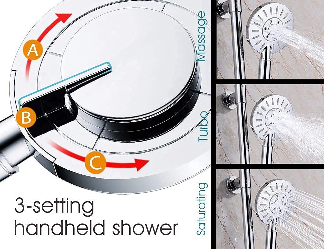 BRIGHT SHOWERS High Pressure Rain Shower Head Combo with Handheld Shower Head & 6 Inch Brass Shower Arm - Chrome Finish for Luxurious Bathroom Upgrade | Perfect for Spa-Like Experience and Water Conservation
