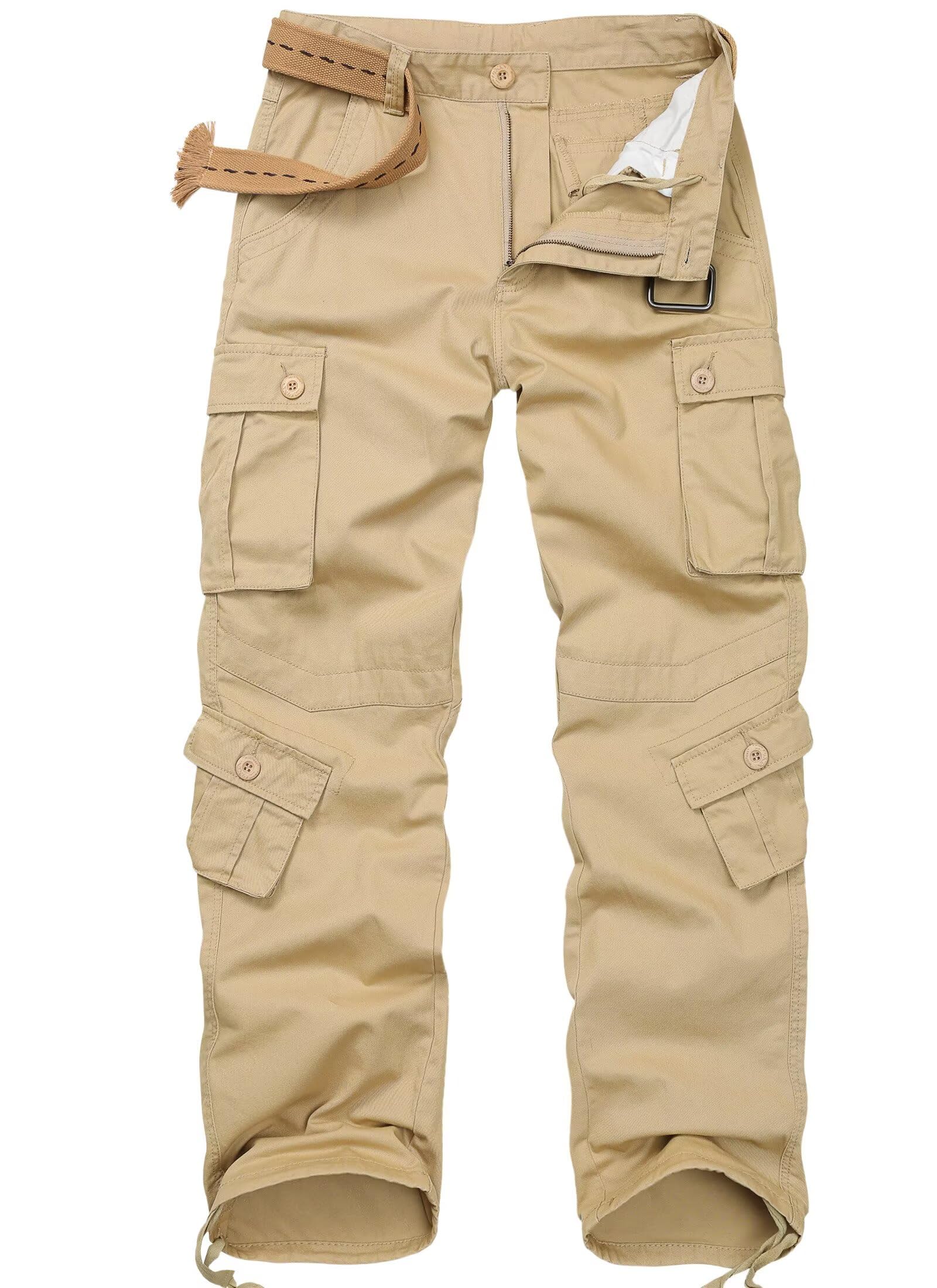 TRGPSG Men's Camo Cargo Pants - Cotton Casual Work Hiking Pants with 8 Pockets for Outdoor Adventures & Daily Wear