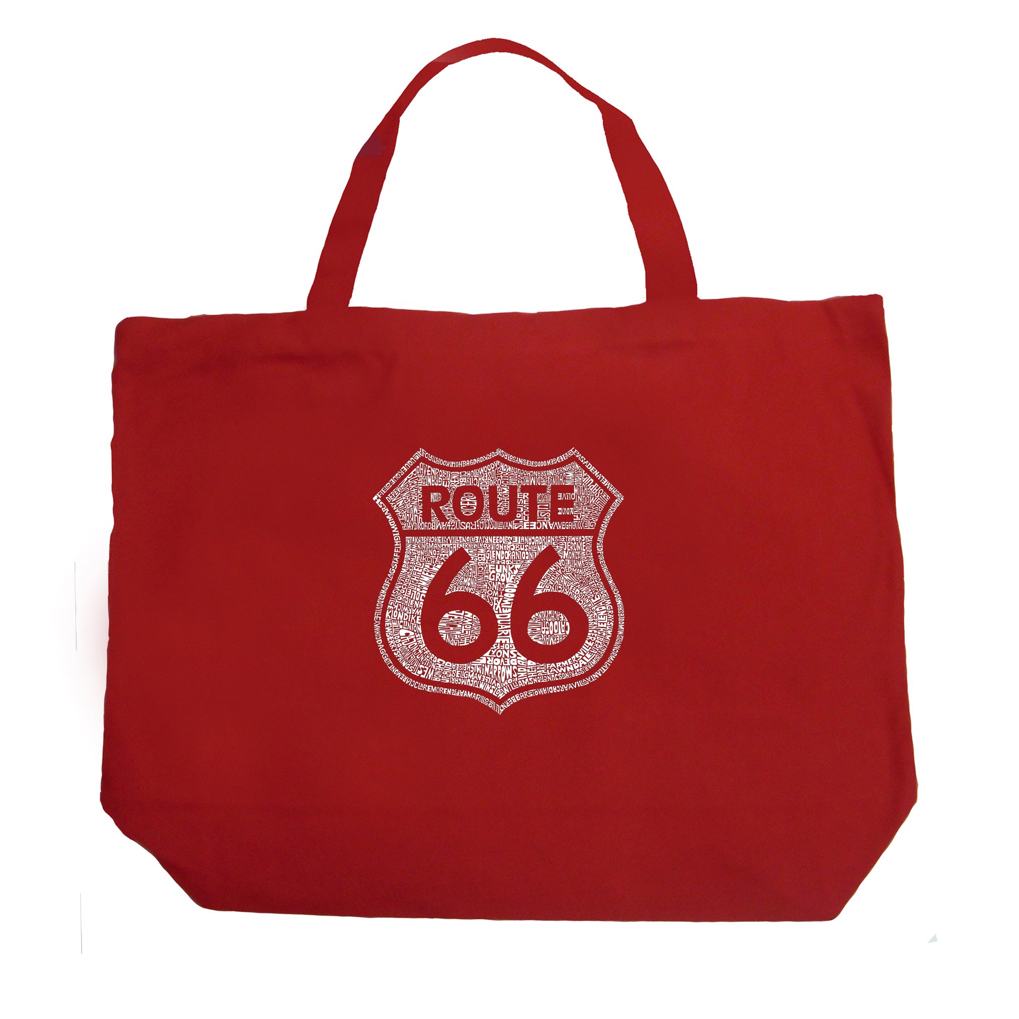LA POP ART Route 66 Cities Tote Bag - Stylish Canvas Shopper for Travel, Shopping & Everyday Use