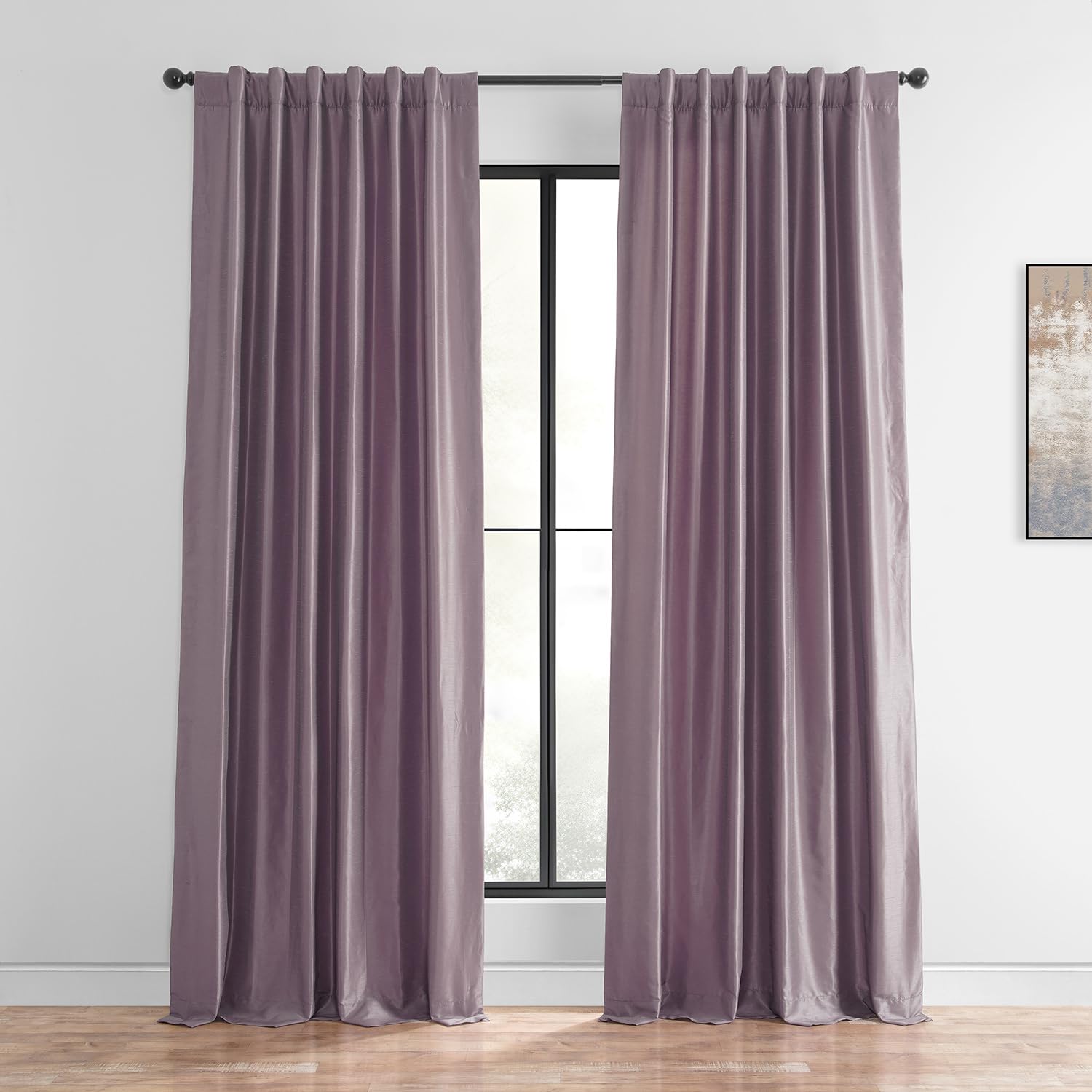 Vintage Textured Faux Dupioni Silk Room Darkening Curtains - 50x108 Inch Single Panel for Bedroom & Living Room - Smokey Plum | Blackout Drapes for Better Sleep & Home Decor