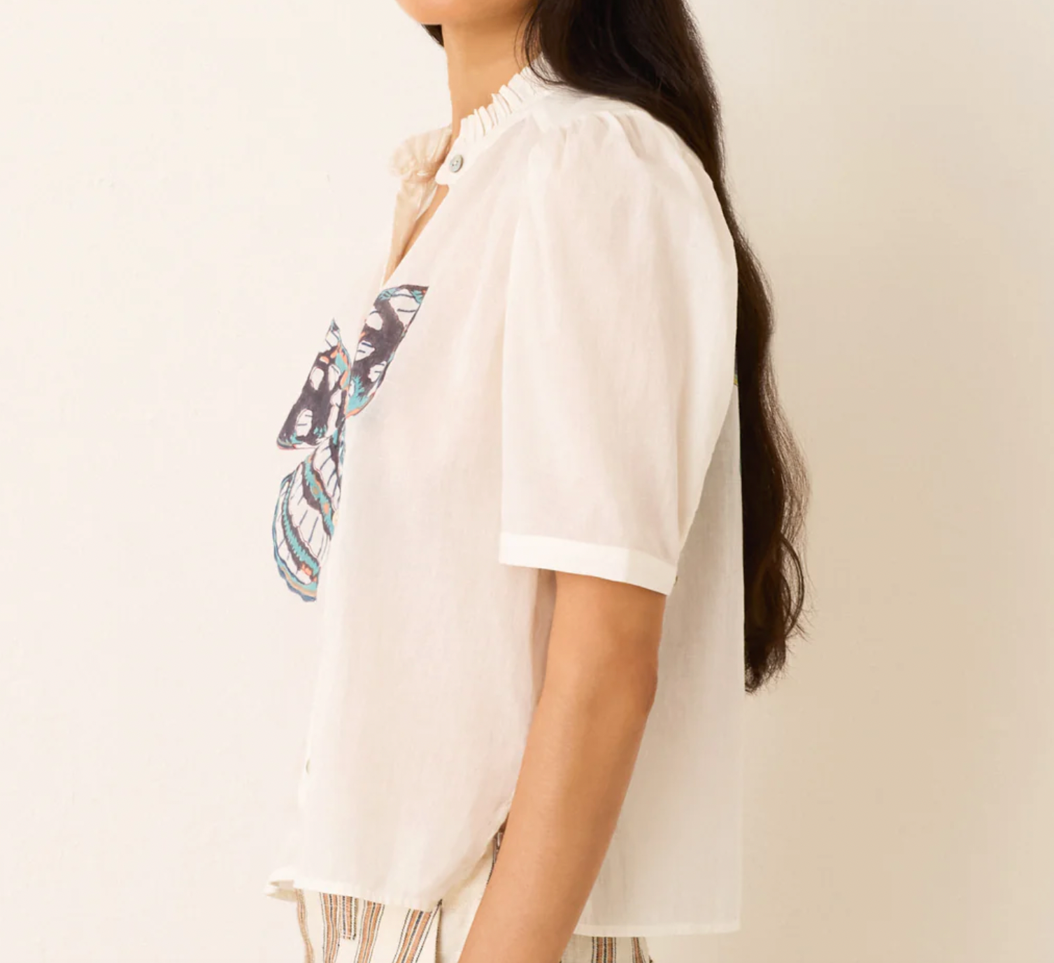 Alix of Bohemia Winn Butterfly Garden Shirt - Women's Floral Print T-Shirt for Casual Wear & Summer Outfits | Perfect for Garden Parties, Brunch Dates & Outdoor Activities