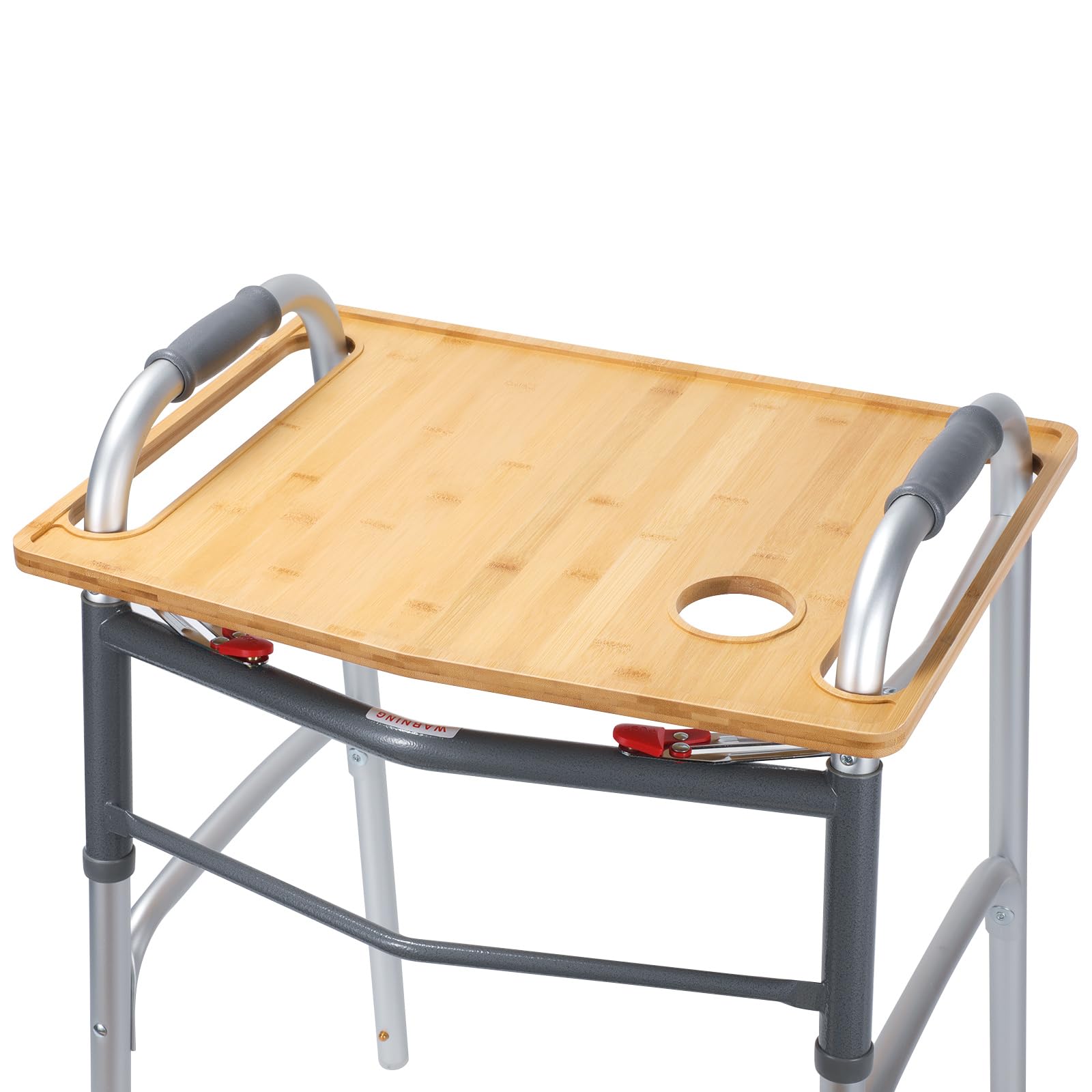 Walker Tray with Cup Holder - Adjustable Bamboo Tray Table for Seniors, Crafts & Laptops - Lightweight Walker Accessories for Mobility Aids, Bedside & Wheelchair Use (Bamboo Wood)