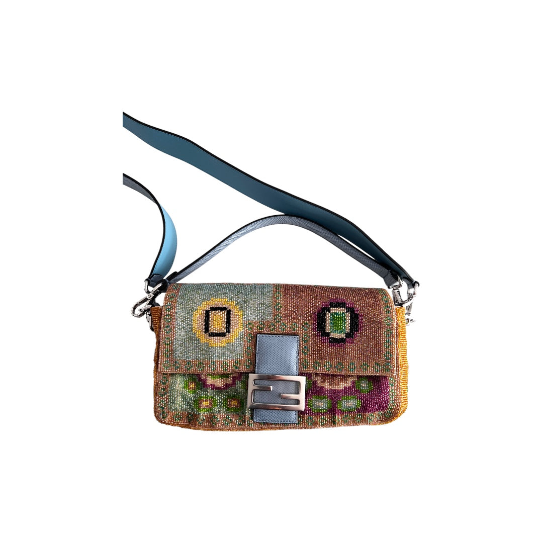 Fendi Boho Beaded Baguette Bag - Stylish Crossbody Purse for Women | Perfect for Parties, Travel & Everyday Use