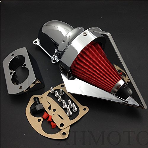 HTTMT MT235C Triangle Spike Air Cleaner Filter Replacement for 2002-2009 Kawasaki Vulcan 1500 1600 Mean Streak Chrome - High Performance Motorcycle Air Filter for Improved Engine Protection & Riding Comfort
