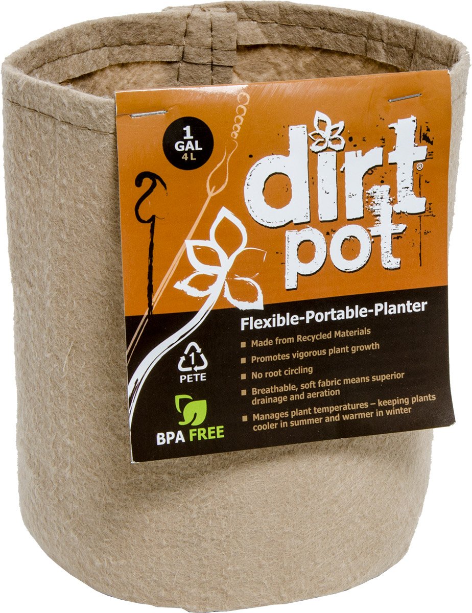 Hydrofarm Dirt Pot 1 Gallon - Breathable Fabric Planter for Indoor/Outdoor Plants - Portable & Flexible Garden Container for Vegetables, Flowers & Herbs - Perfect for Home Gardening, Balcony & Patio Use