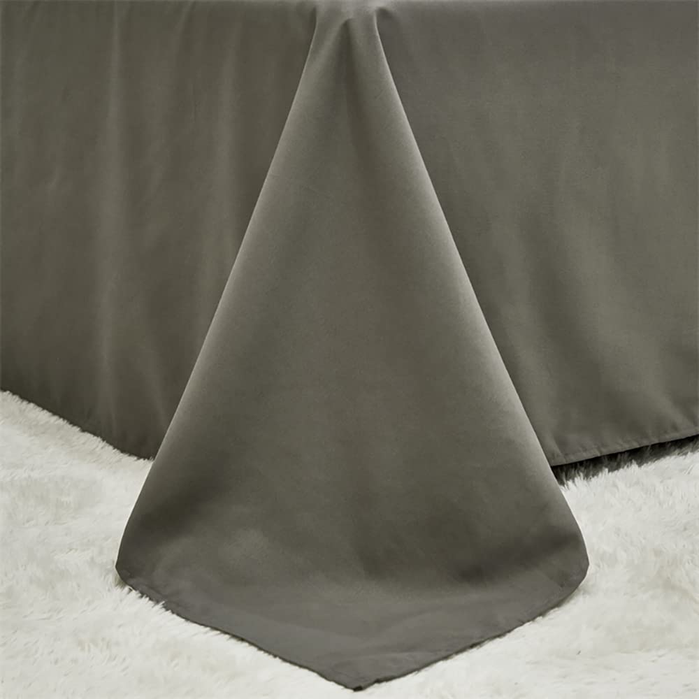 Premium Solid Gray 4-Piece Queen Size Bed Sheet Set - 1 Fitted Sheet, 1 Flat Sheet & 2 Pillowcases - Soft Luxury Bedding for Women & Men - Perfect for Master Bedroom, Guest Room & Dorm Essentials