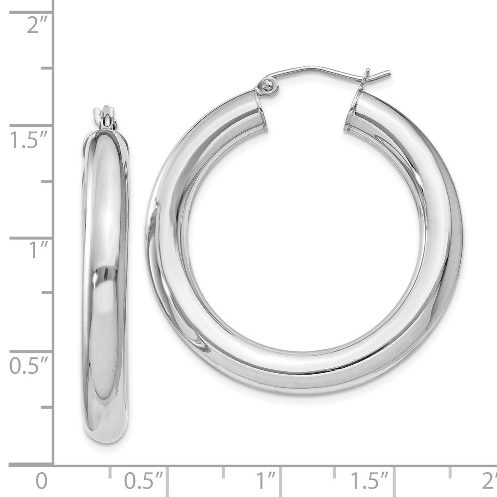 925 Sterling Silver 5mm Round Hoop Earrings - 37mm x 35mm | Hypoallergenic Lightweight Everyday Jewelry for Women | Perfect for Work, Date Night & Gifts