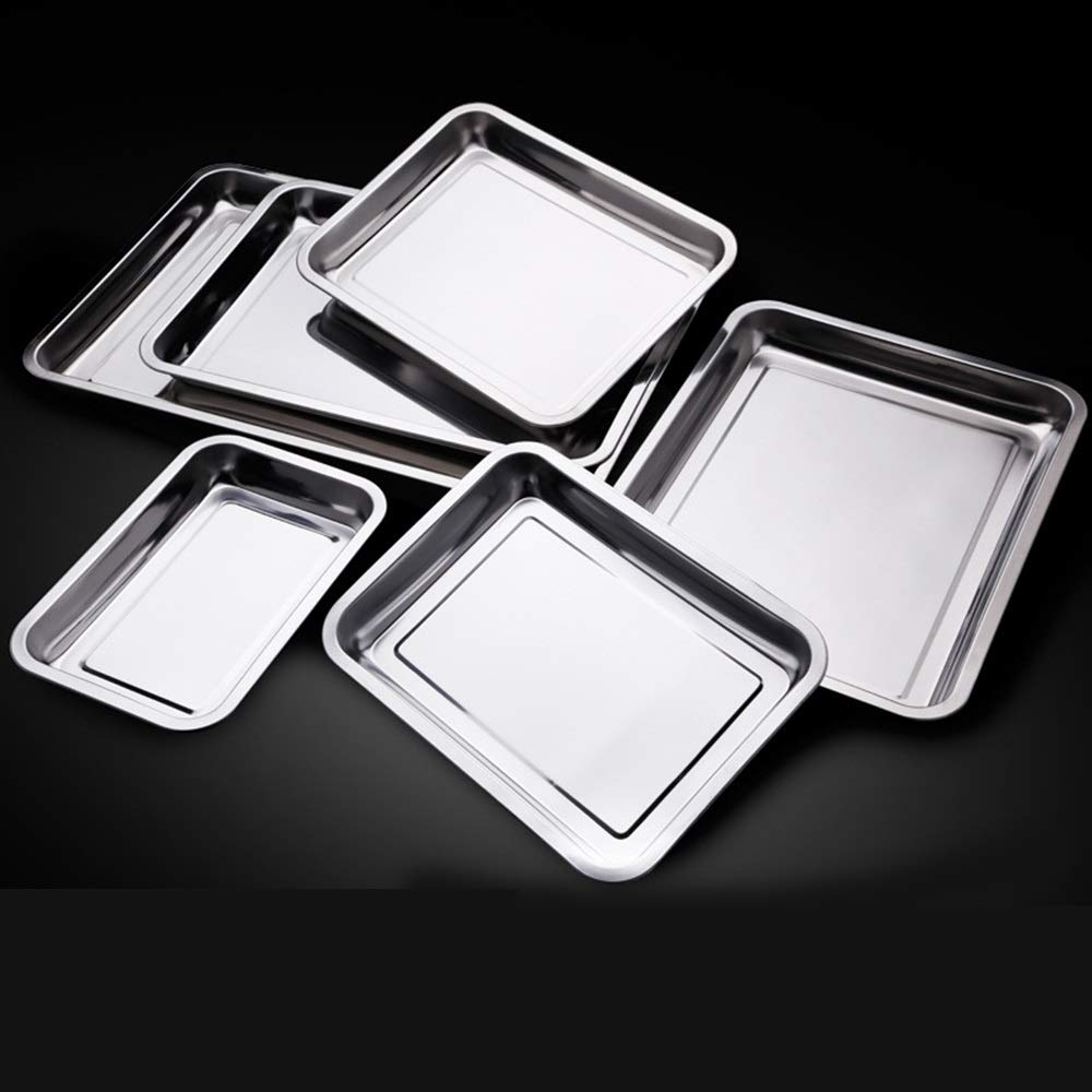 Premium Stainless Steel Square Storage Trays - Heavy Duty Rectangular Serving Plates for BBQ, Rice Dishes & Kitchen Organization (27x20x2cm) - Perfect for Restaurants, Picnics & Home Cooking