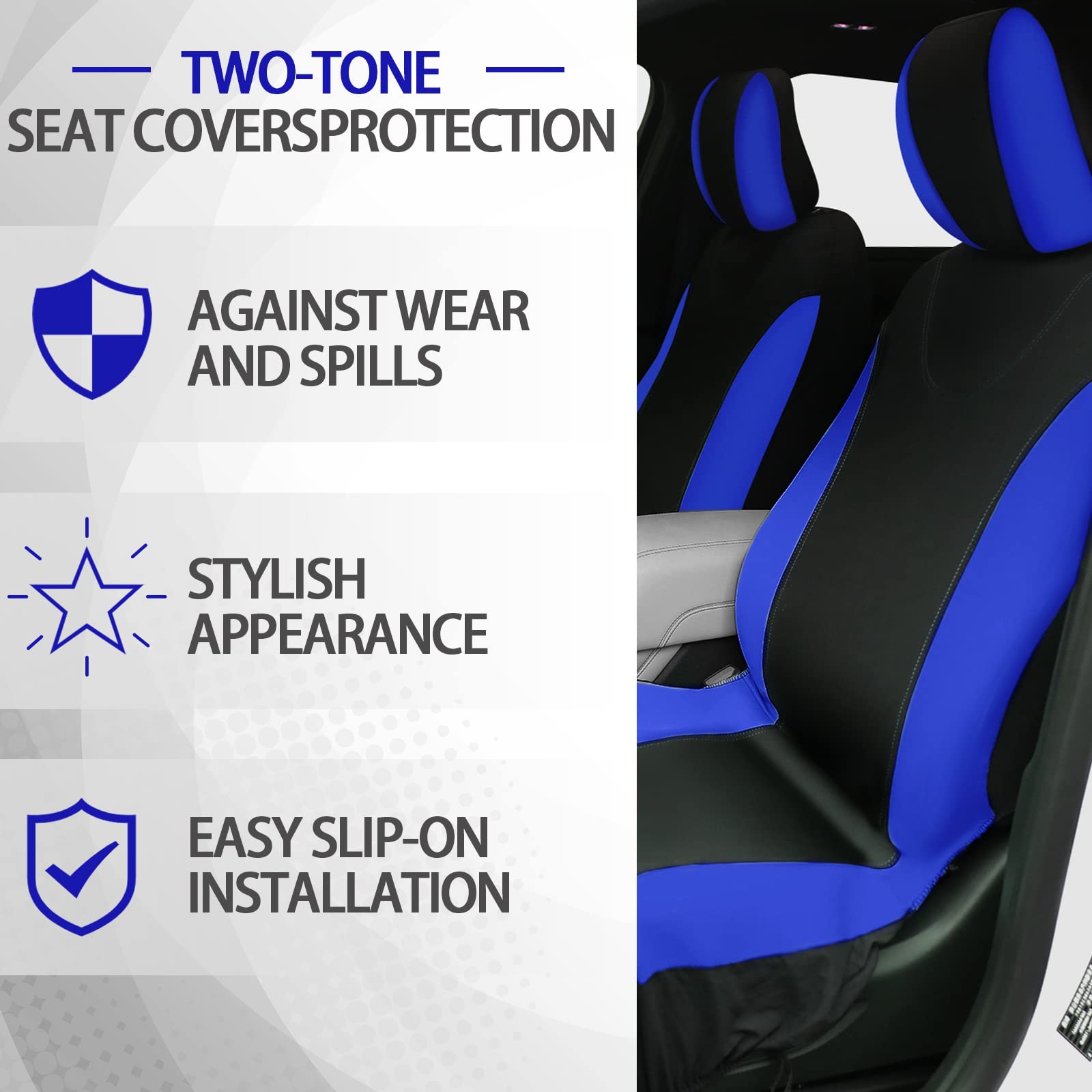**Woanger 47-Piece Full Set Car Seat Covers for Women - Fluffy Steering Wheel Cover, Seat Belt Pads, Floor Mats & AC Decor Strips - Universal Fit (Blue) - Perfect for Comfort & Style in Sedans, SUVs & Trucks**