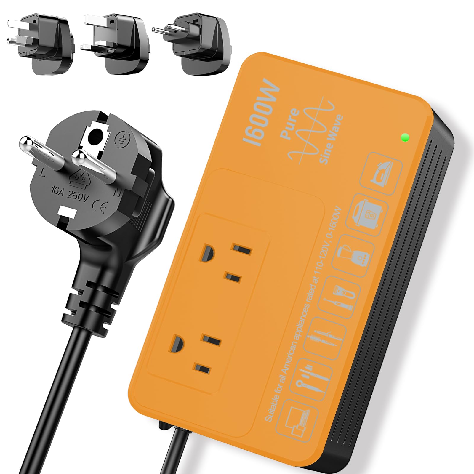 1600W Voltage Converter 220V to 110V - Step Down Transformer for US Appliances (Hair Dryer, Rice Cooker, Blender, Coffee Maker) - Universal Travel Adapter with Surge Protection for EU/UK/AU/Asia - Perfect for Travel, Home & Kitchen Use